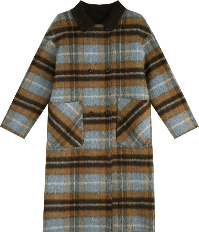 KAMILAN Houndstooth Wool Coat – 2025 Autumn New Mid-Length Double-Faced Wool Overcoat