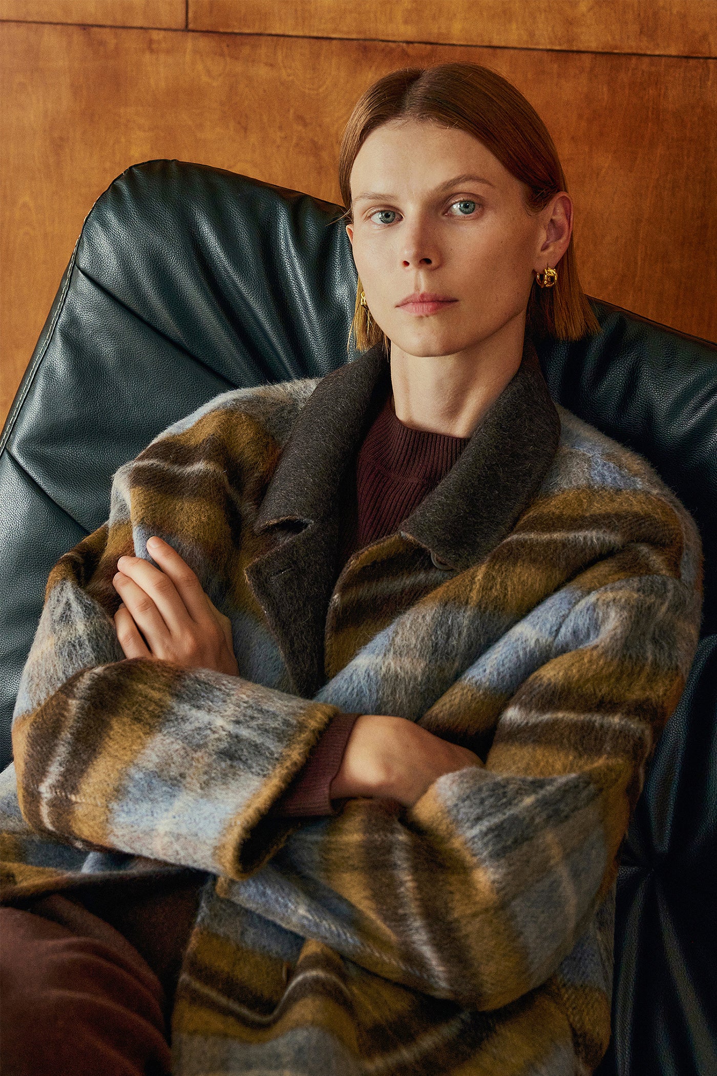 KAMILAN Houndstooth Wool Coat – 2025 Autumn New Mid-Length Double-Faced Wool Overcoat
