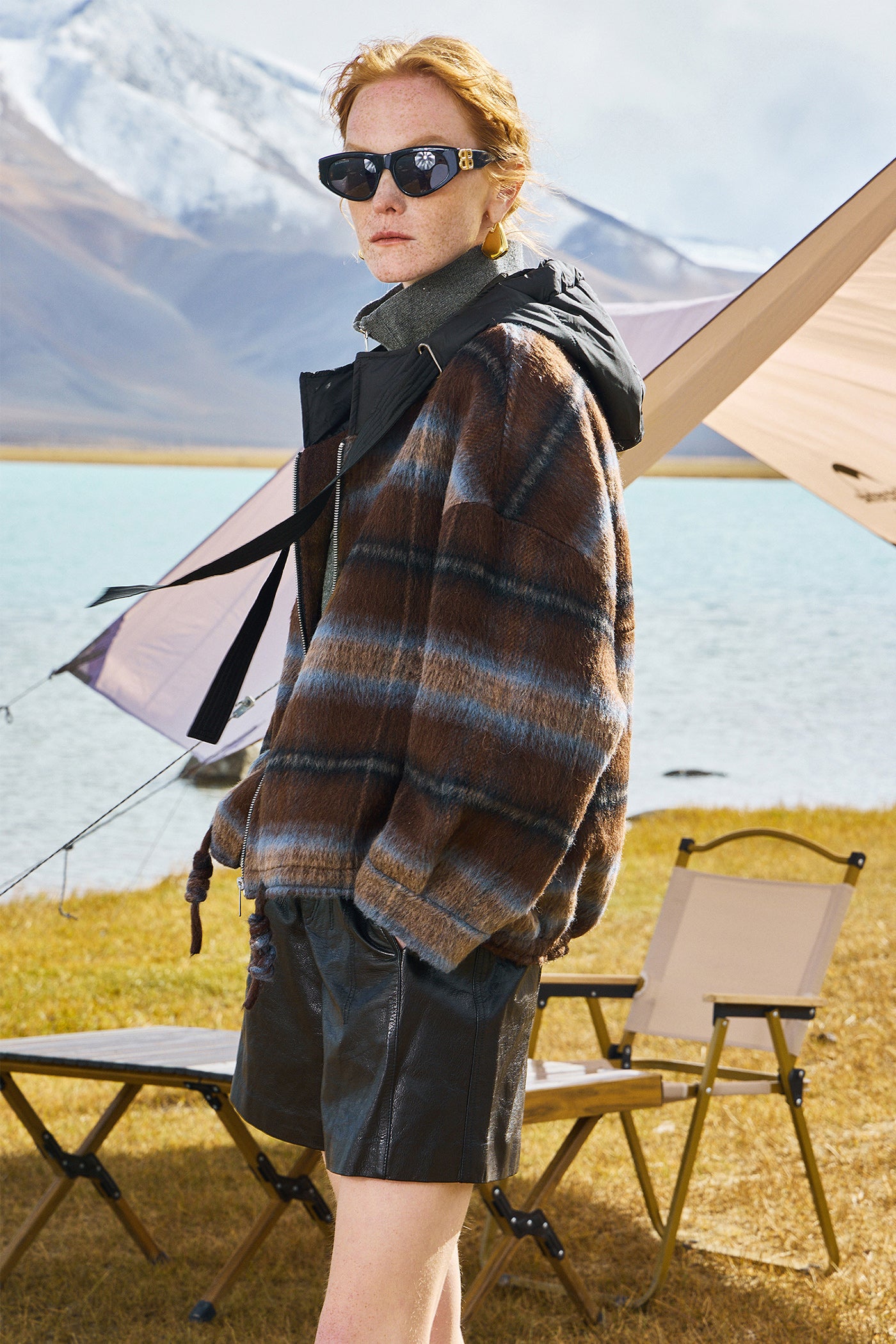 KAMILAN Short Wool Coat with Down Hood – 2025 Autumn New Double-Faced Wool Blend Jacket