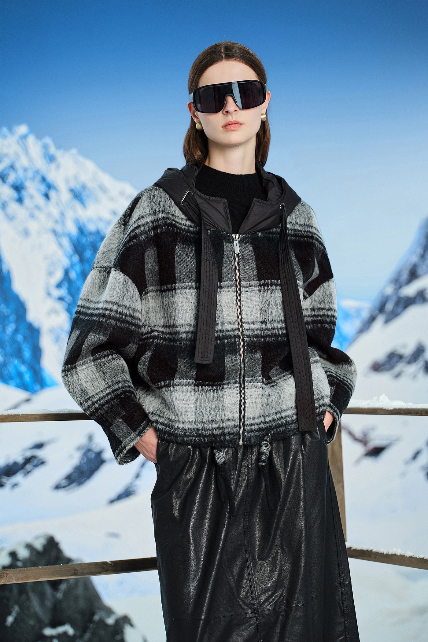 KAMILAN Short Wool Coat with Down Hood – 2025 Autumn New Double-Faced Wool Blend Jacket