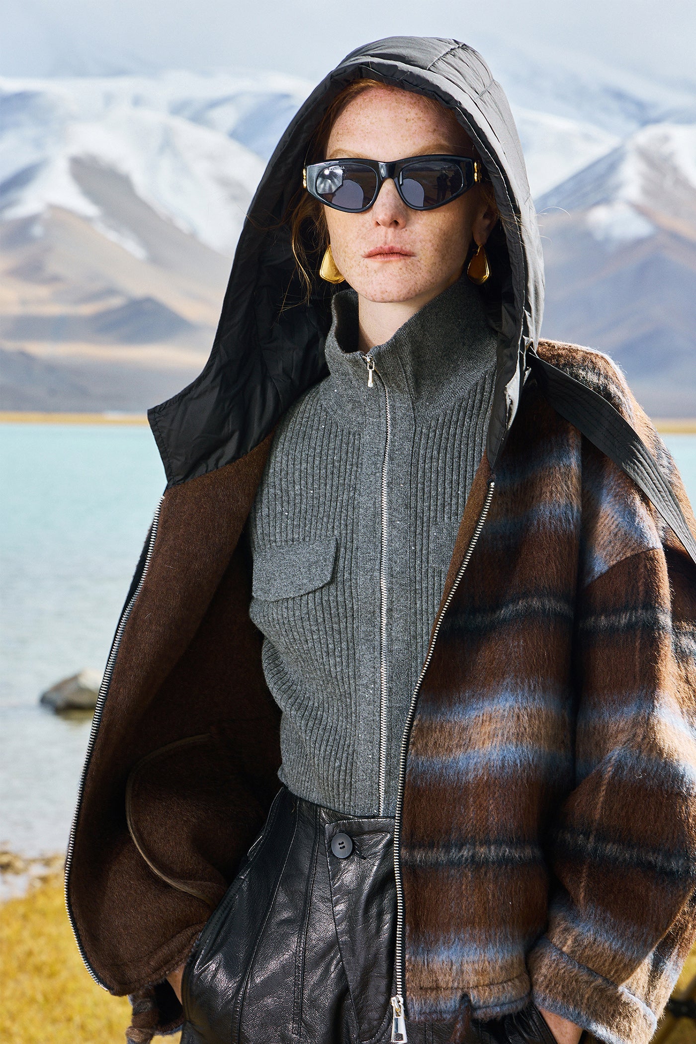KAMILAN Short Wool Coat with Down Hood – 2025 Autumn New Double-Faced Wool Blend Jacket