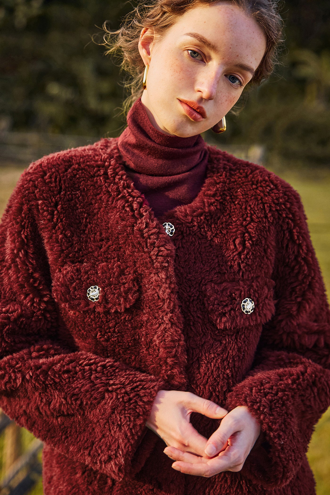 KAMILAN Women's Shearling Short Coat – 2025 Winter New Warm Faux Fur Sheepskin Jacket