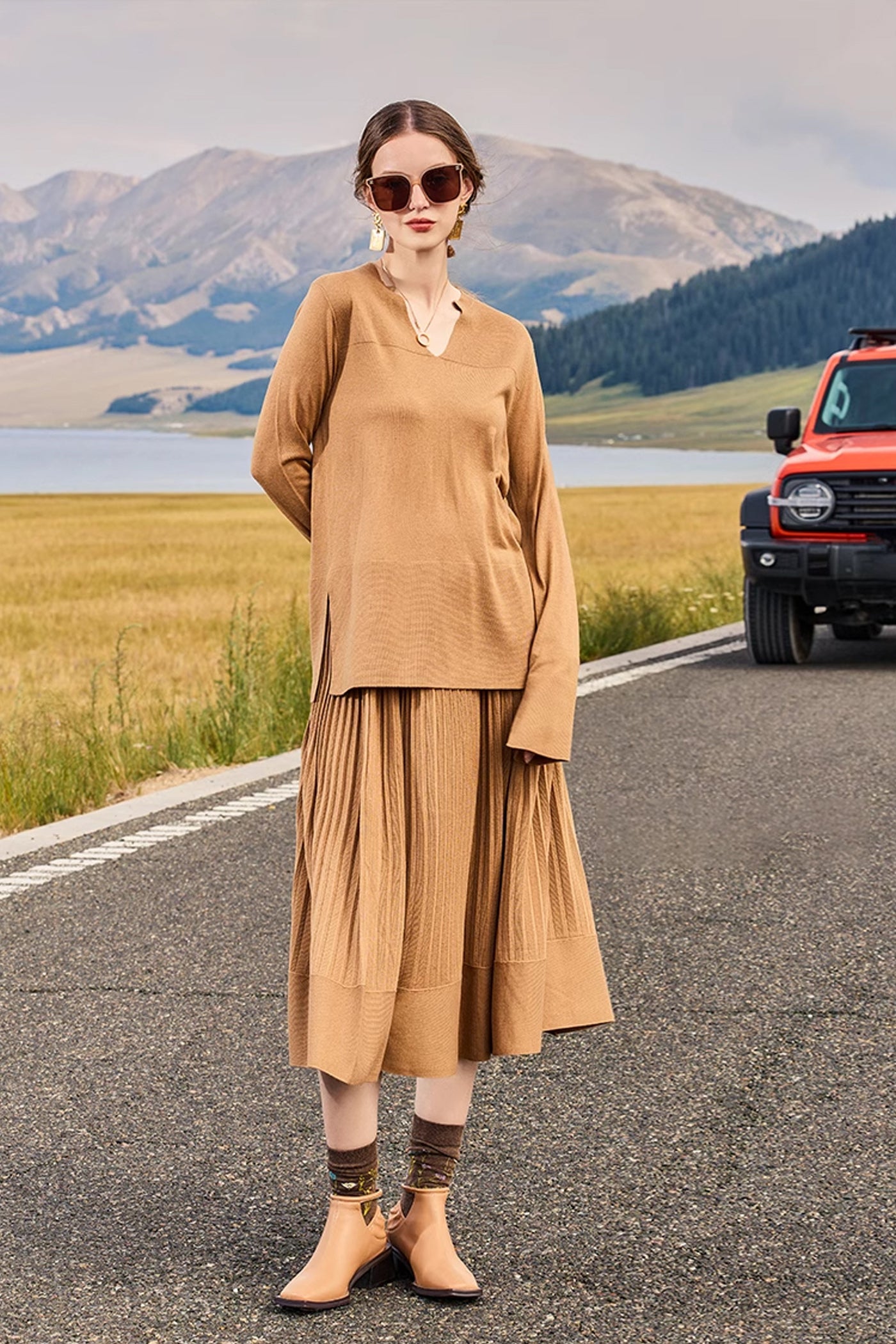 KAMILAN French Chic High-Waist A-Line Skirt – 2025 Autumn New Women's Slimming Mid-Length Versatile Skirt