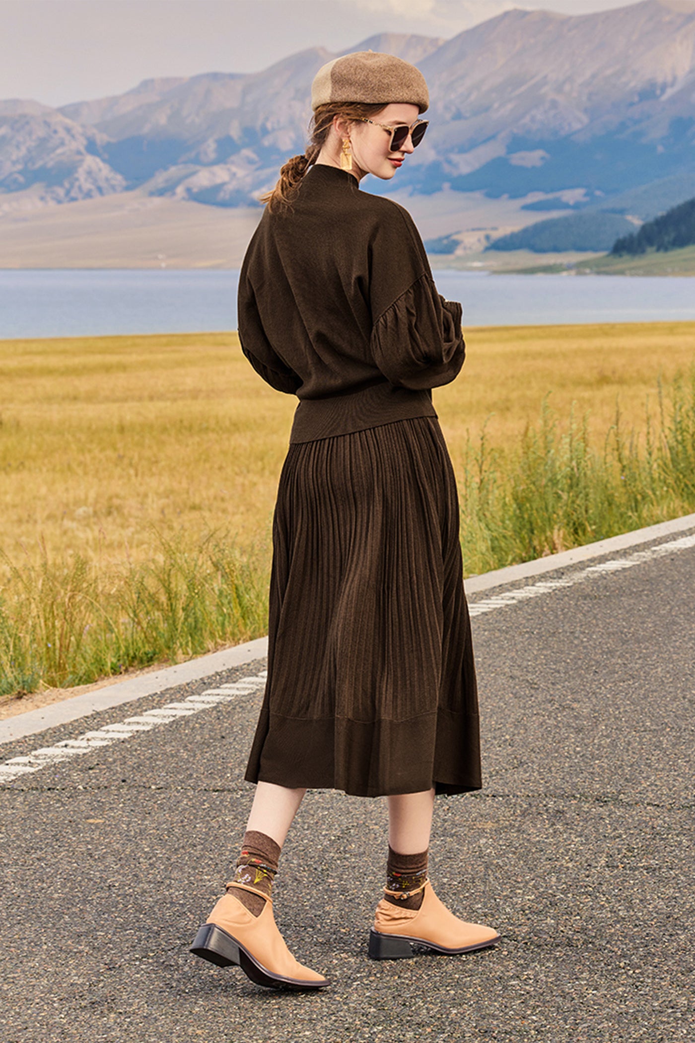 KAMILAN French Chic High-Waist A-Line Skirt – 2025 Autumn New Women's Slimming Mid-Length Versatile Skirt