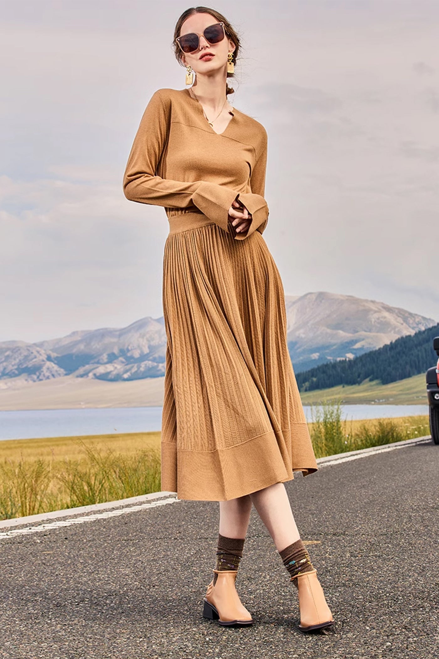 KAMILAN French Chic High-Waist A-Line Skirt – 2025 Autumn New Women's Slimming Mid-Length Versatile Skirt