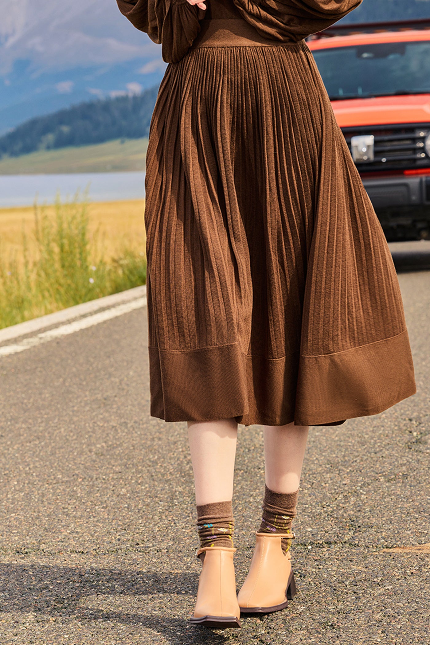 KAMILAN French Chic High-Waist A-Line Skirt – 2025 Autumn New Women's Slimming Mid-Length Versatile Skirt