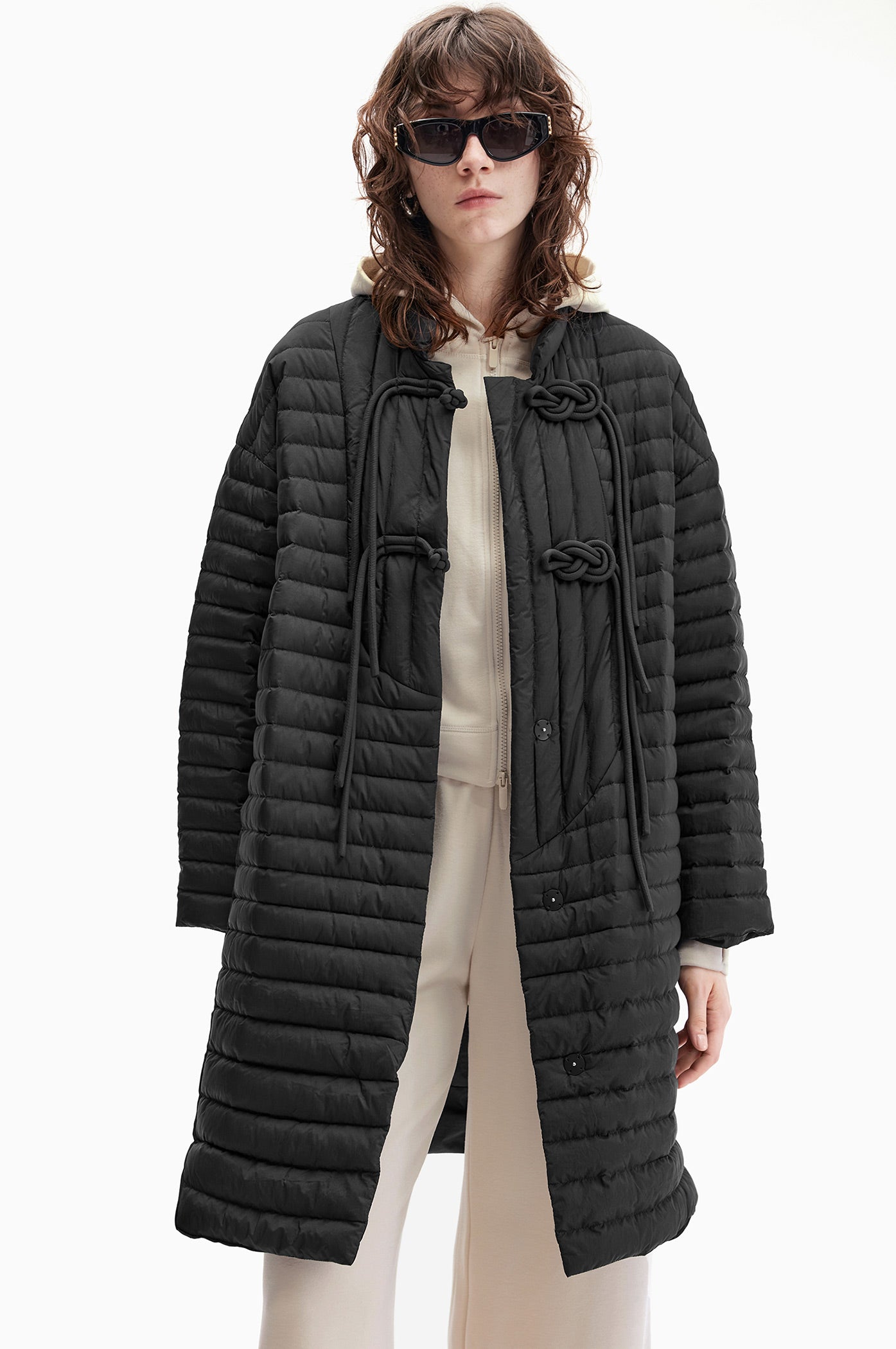 KAMILAN Women's Vintage Chinese Style Down Jacket – 2025 Winter Collection, Mid-Length Puffer Coat
