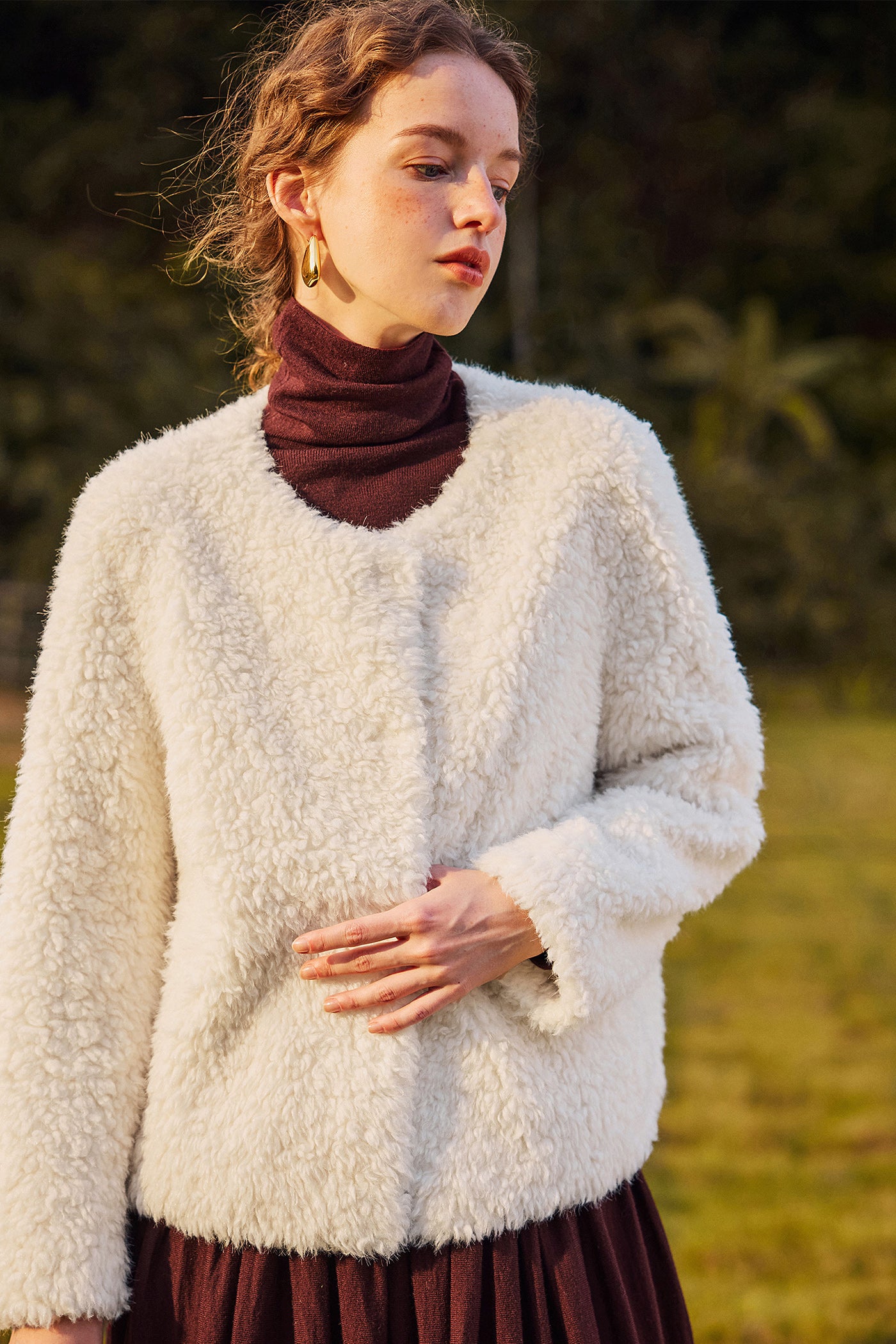 KAMILAN 2025 Winter Faux Shearling Jacket | Short Eco-Friendly Fur Coat for Women