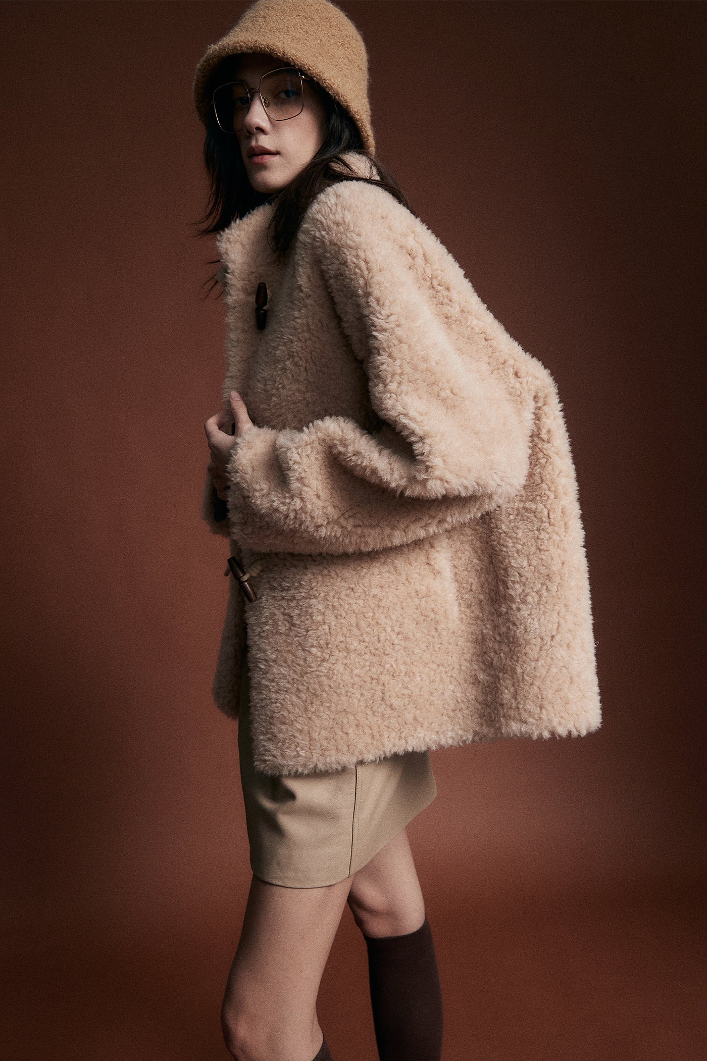 KAMILAN 25 Year Winter Sheep Shearing Warm Coat For Women