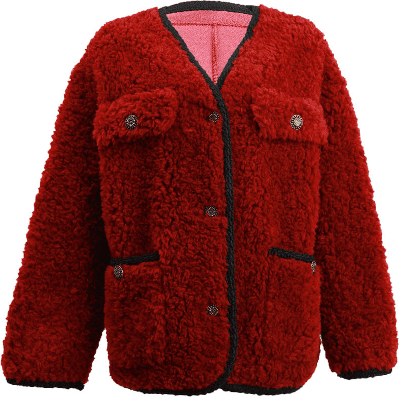 KAMILAN Women's Short Shearling Jacket – 2025 Winter Fashion Warm Fur Coat in Versatile Style