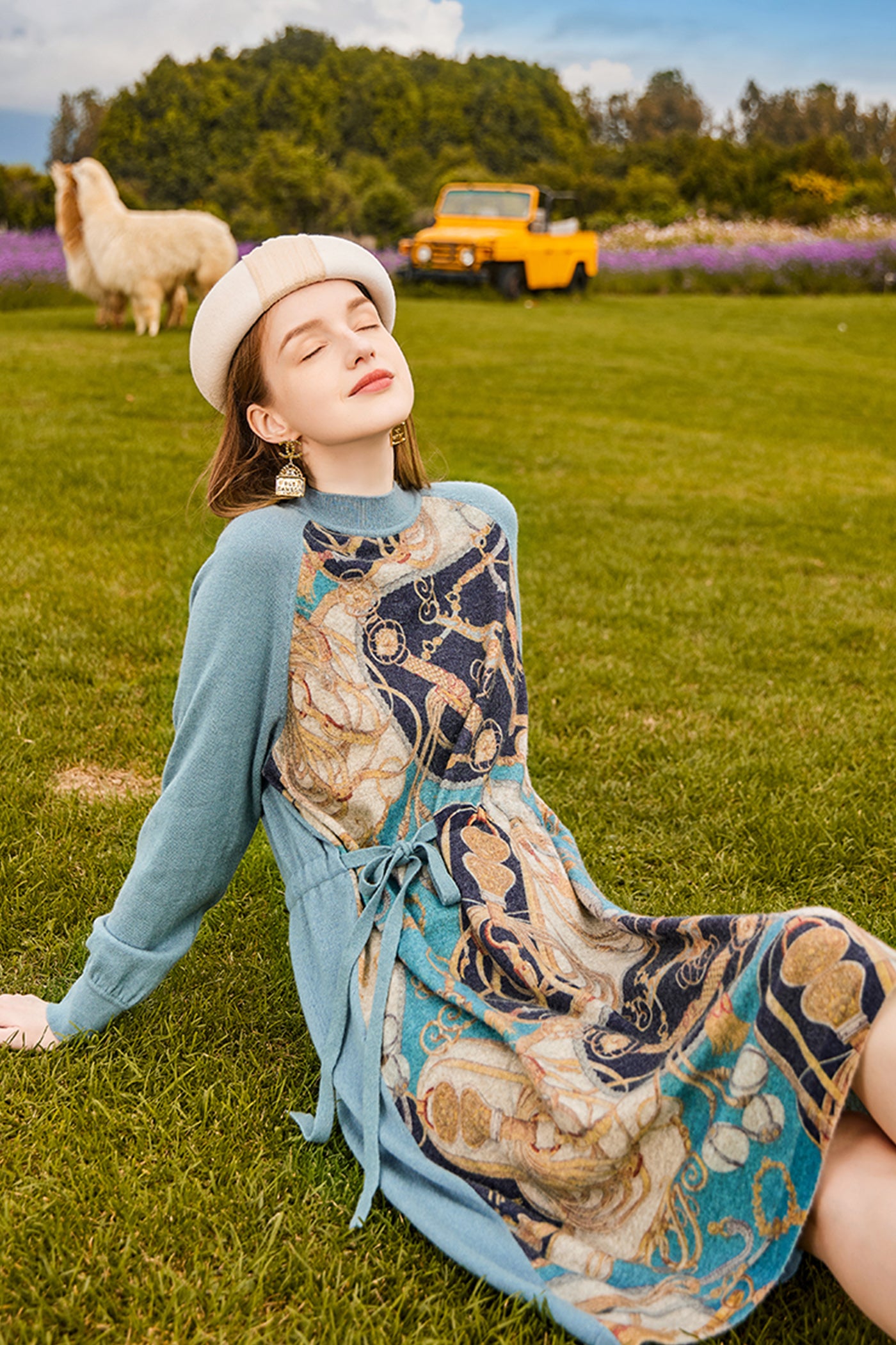 KAMILAN Retro Wool Knit Sweater Dress – 2025 Autumn Winter New Mid-Length Elegant Base Layer Dress