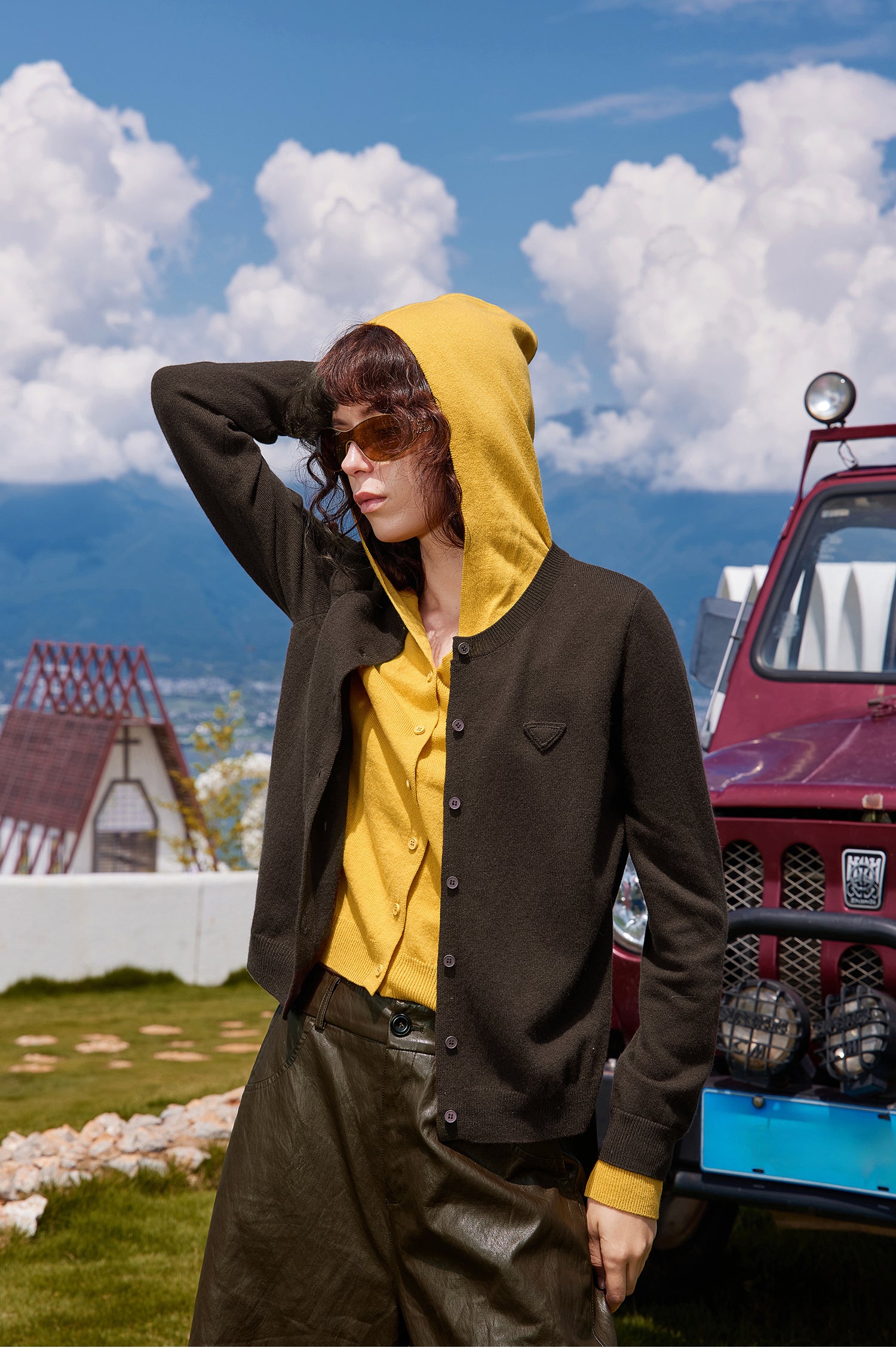 KAMILAN Women's woolen knitted cardigan, new autumn 2025 style, knitted jacket with hood