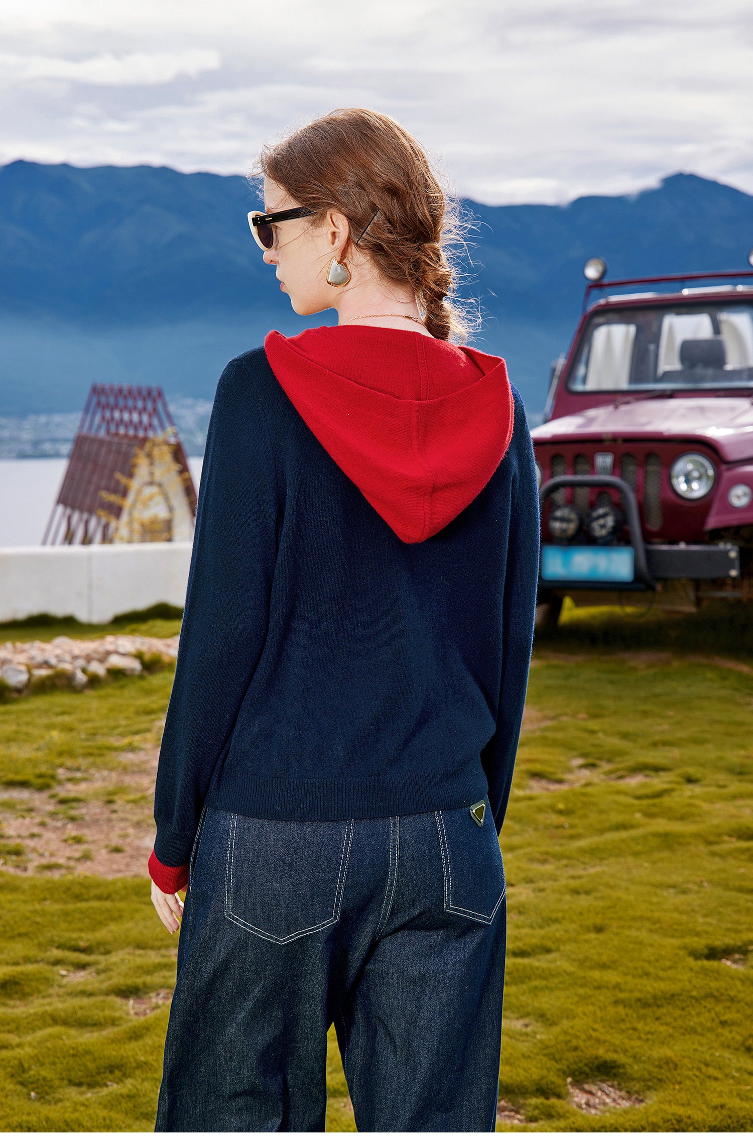 KAMILAN Women's woolen knitted cardigan, new autumn 2025 style, knitted jacket with hood