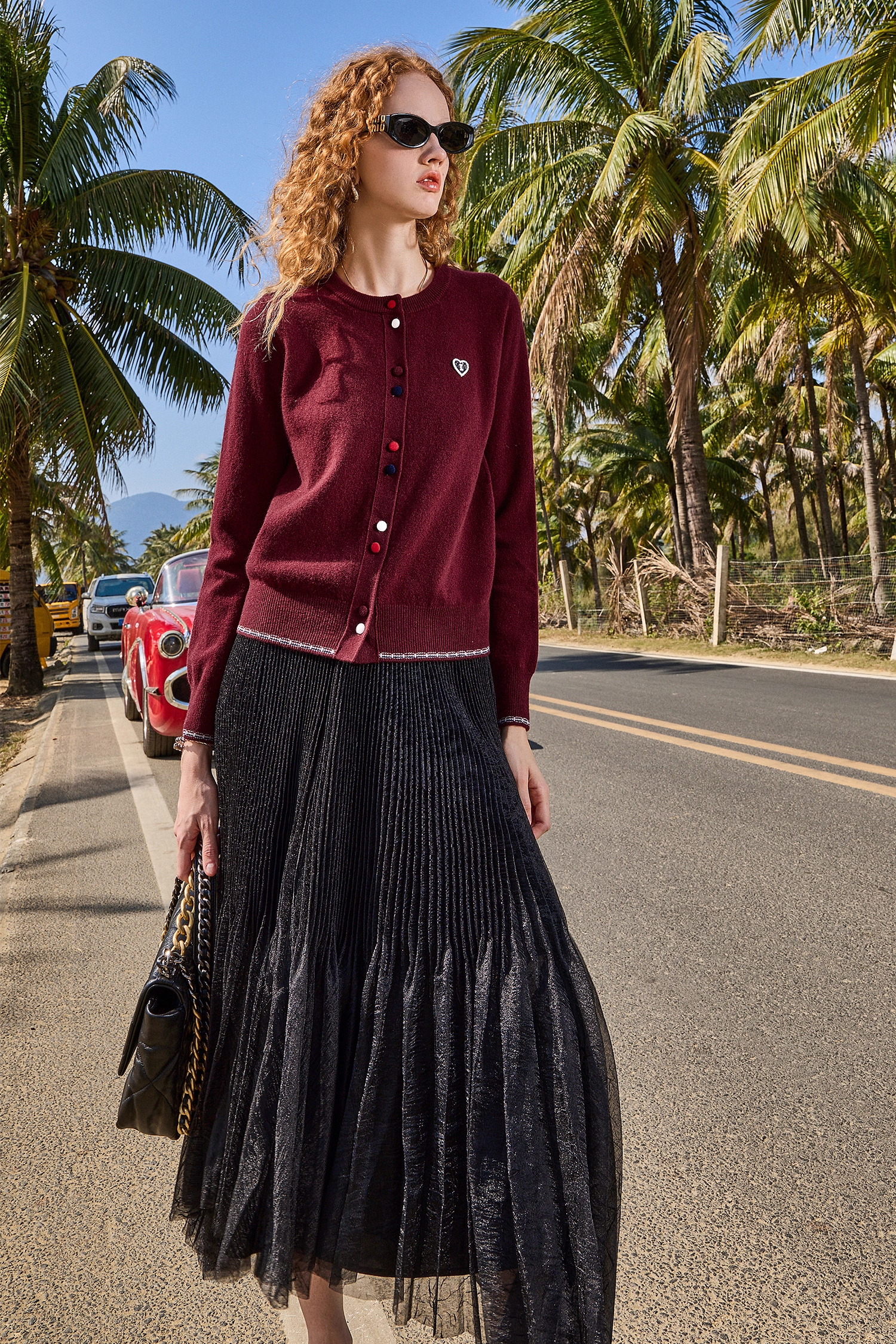 KAMILAN Trendy Short Embroidered Wool Sweater for Women, 2025 Autumn New Knit Cardigan Jacket Top