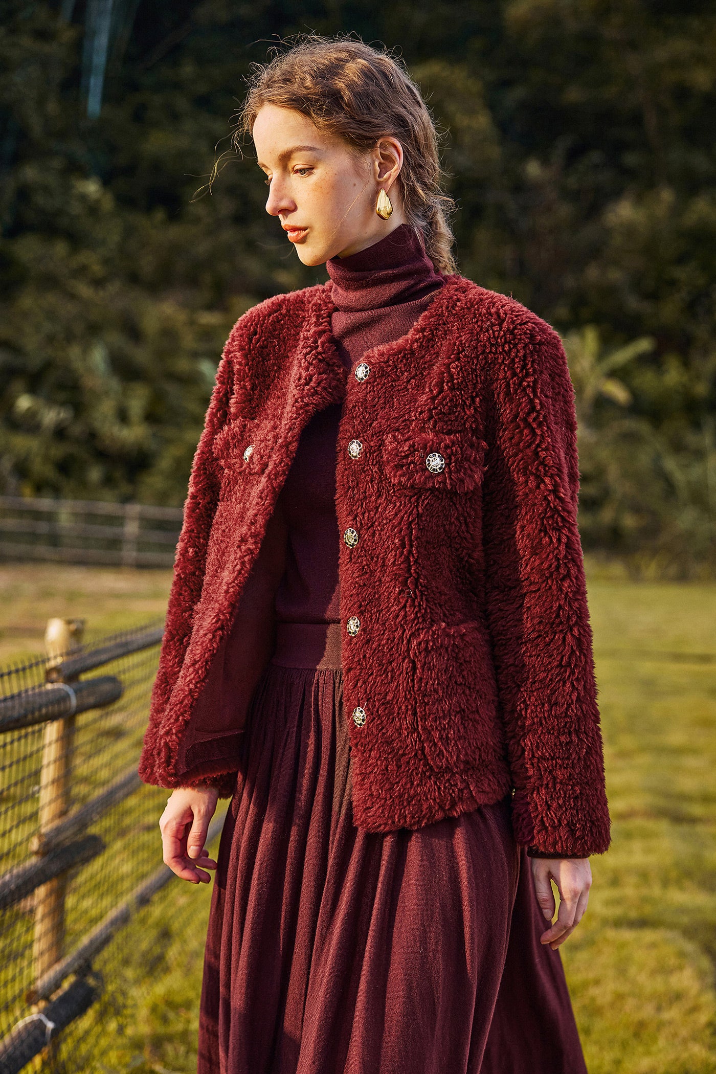 KAMILAN Women's Shearling Short Coat – 2025 Winter New Warm Faux Fur Sheepskin Jacket