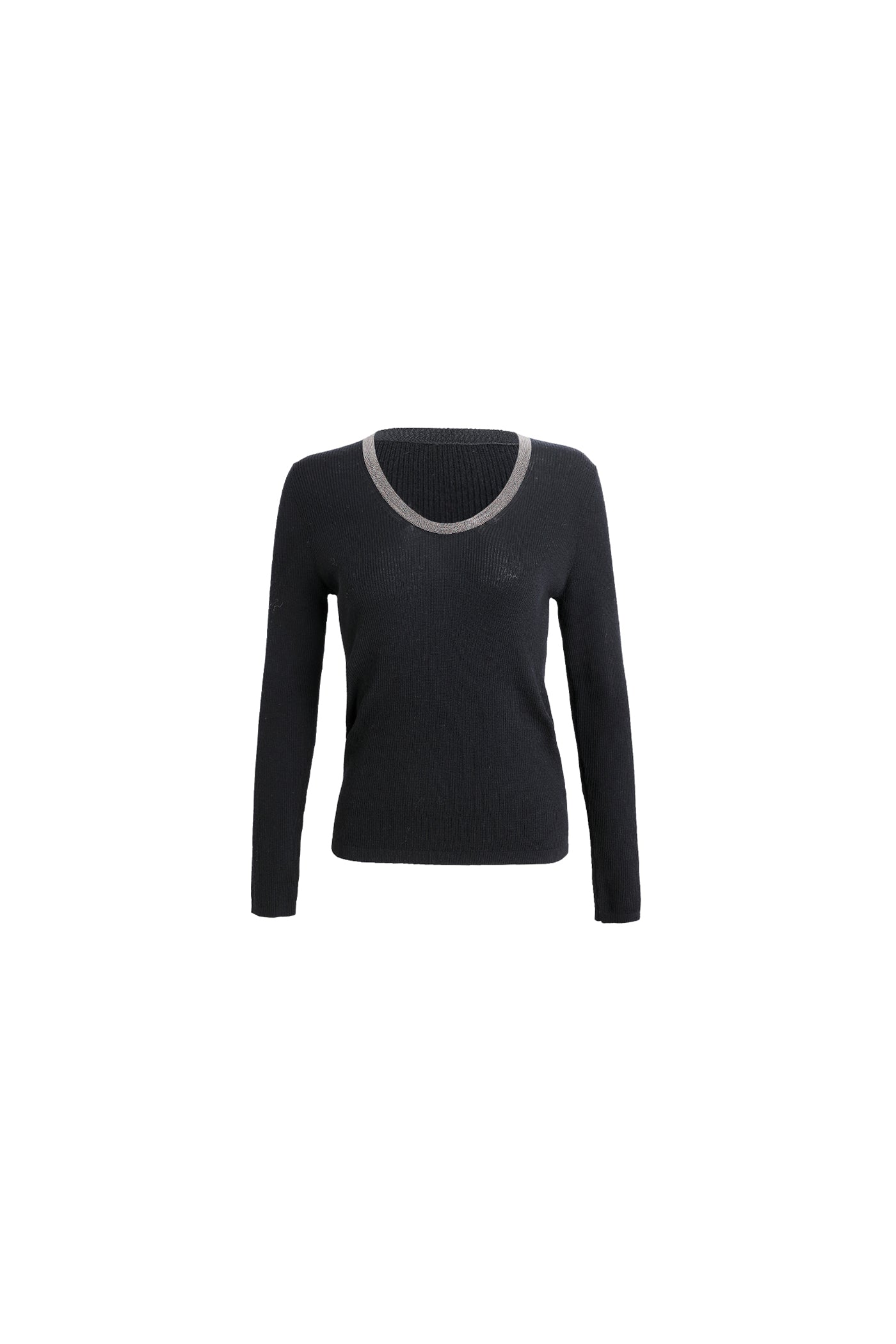 KAMILAN Women's Wool Knit Sweater – 2025 Autumn Winter Black Long-Sleeve Pullover Base Top