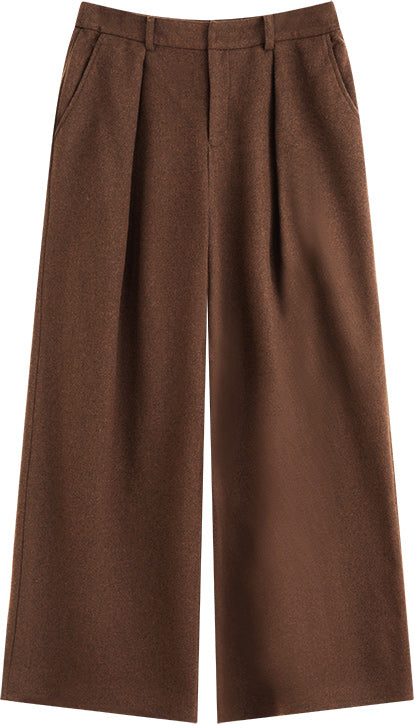 KAMILAN Women's Wool Pants – 2025 Autumn New High-Waist Loose Straight-Leg Wide-Leg Trousers, Floor-Length Versatile Style