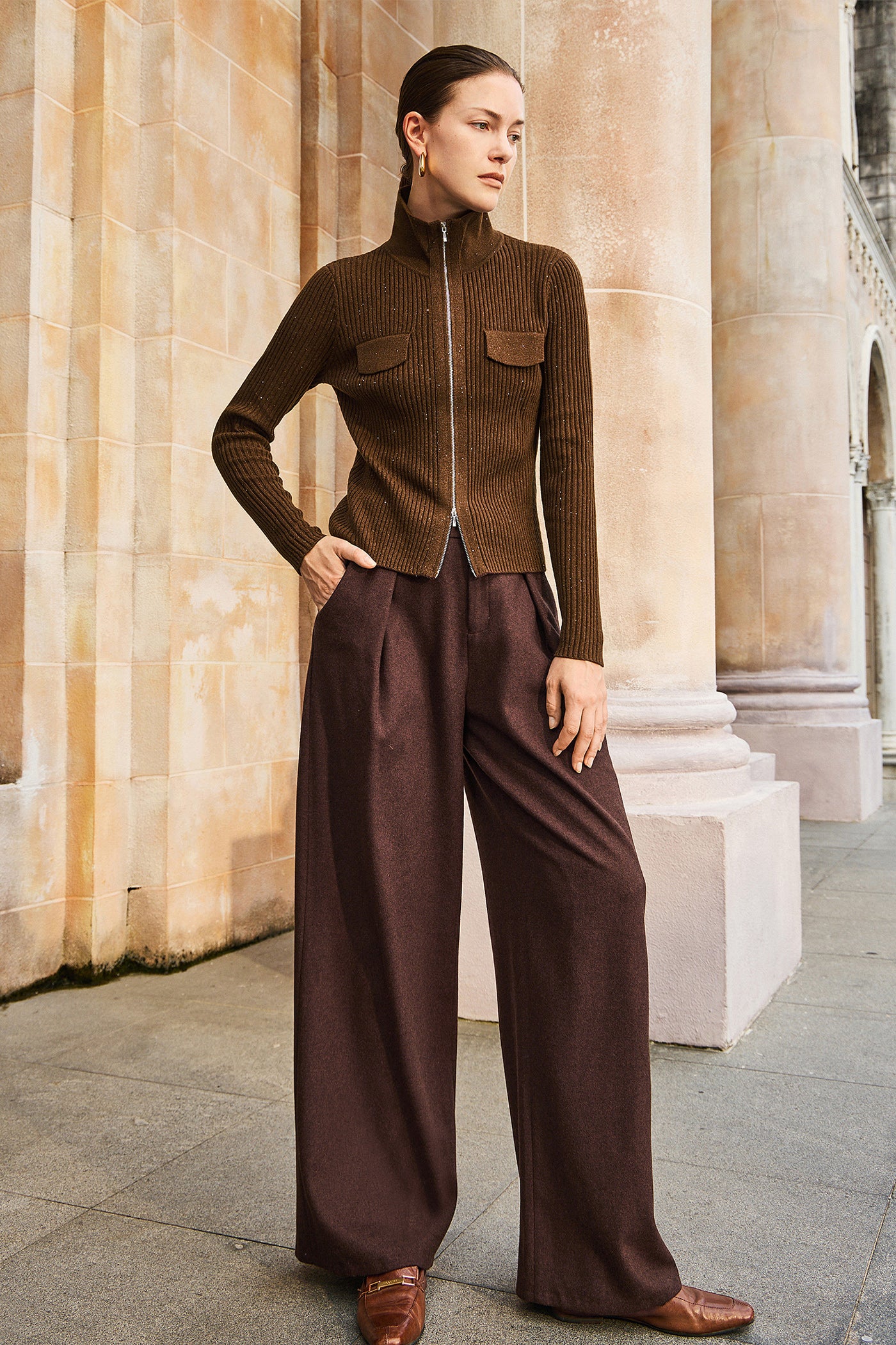 KAMILAN Women's Wool Pants – 2025 Autumn New High-Waist Loose Straight-Leg Wide-Leg Trousers, Floor-Length Versatile Style
