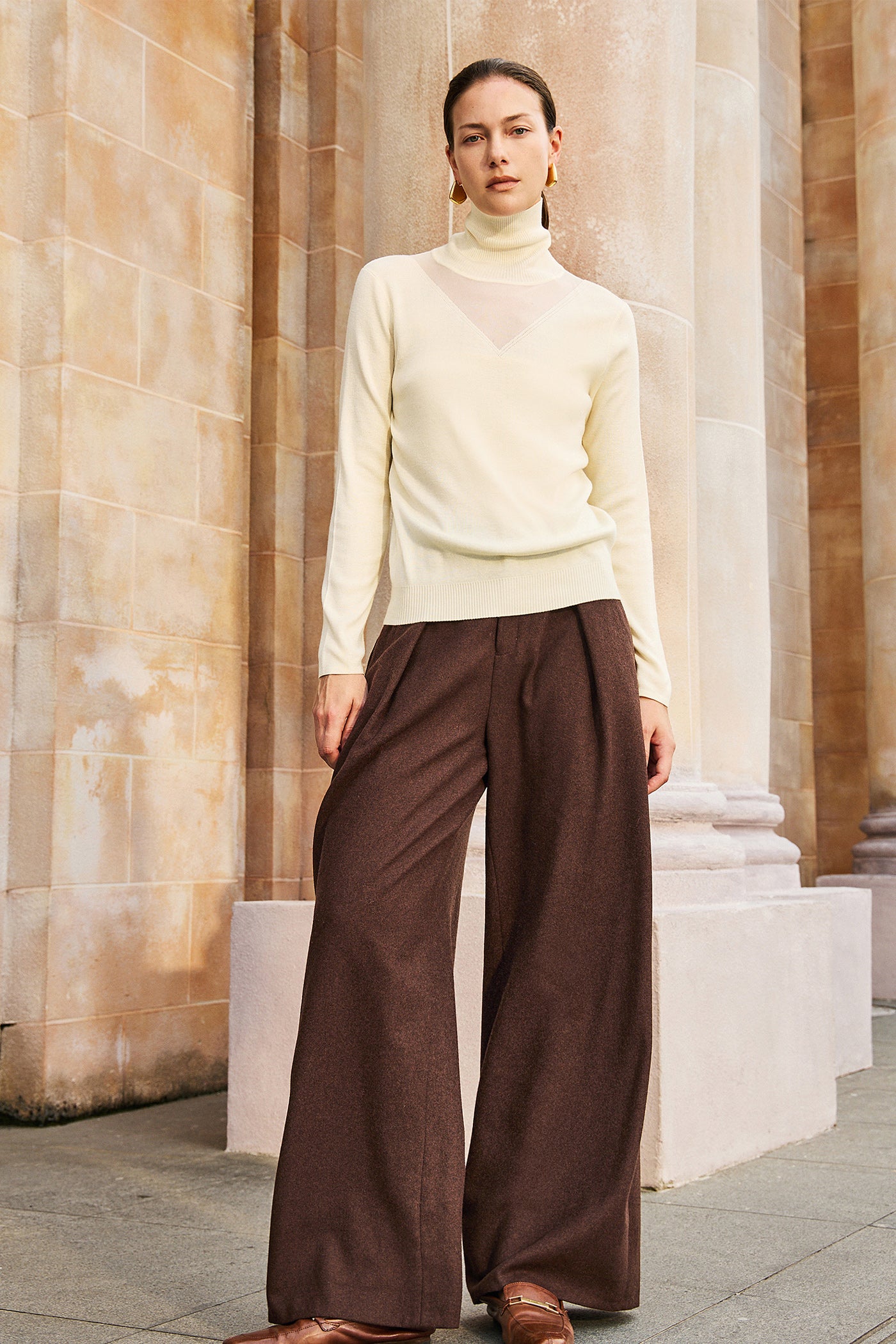 KAMILAN Women's Wool Pants – 2025 Autumn New High-Waist Loose Straight-Leg Wide-Leg Trousers, Floor-Length Versatile Style