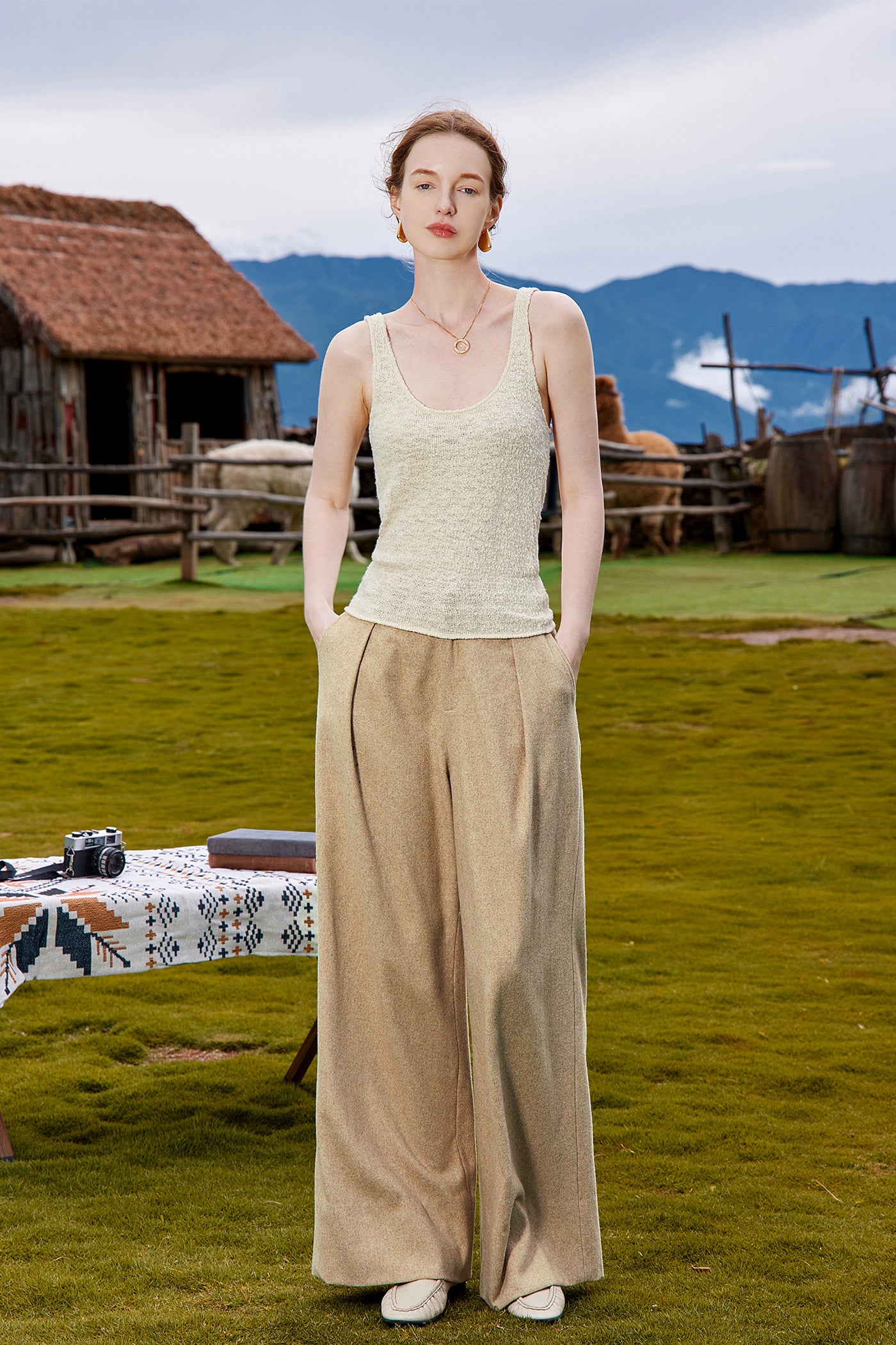 KAMILAN Women's Wool Pants – 2025 Autumn New High-Waist Loose Straight-Leg Wide-Leg Trousers, Floor-Length Versatile Style