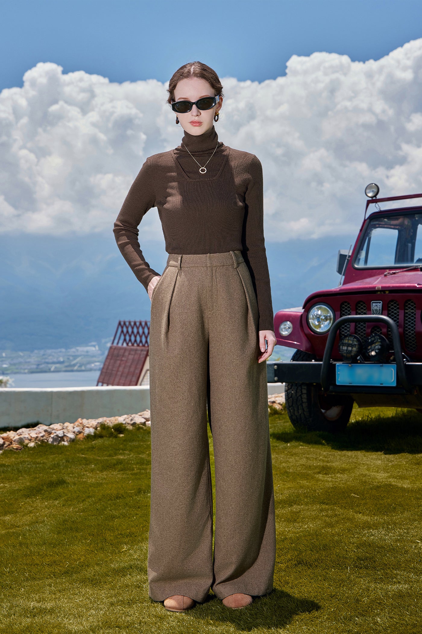 KAMILAN Women's Wool Pants – 2025 Autumn New High-Waist Loose Straight-Leg Wide-Leg Trousers, Floor-Length Versatile Style