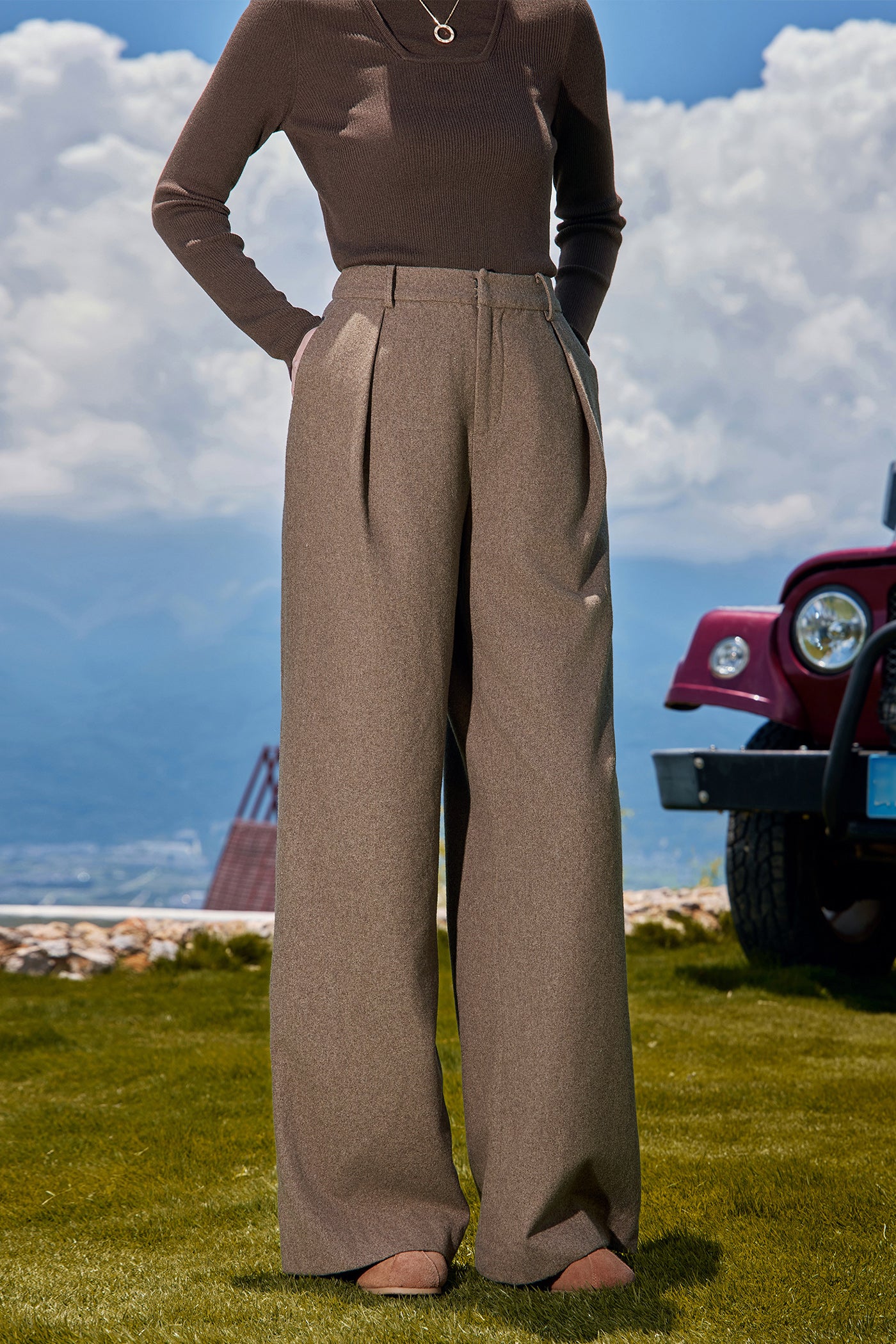 KAMILAN Women's Wool Pants – 2025 Autumn New High-Waist Loose Straight-Leg Wide-Leg Trousers, Floor-Length Versatile Style