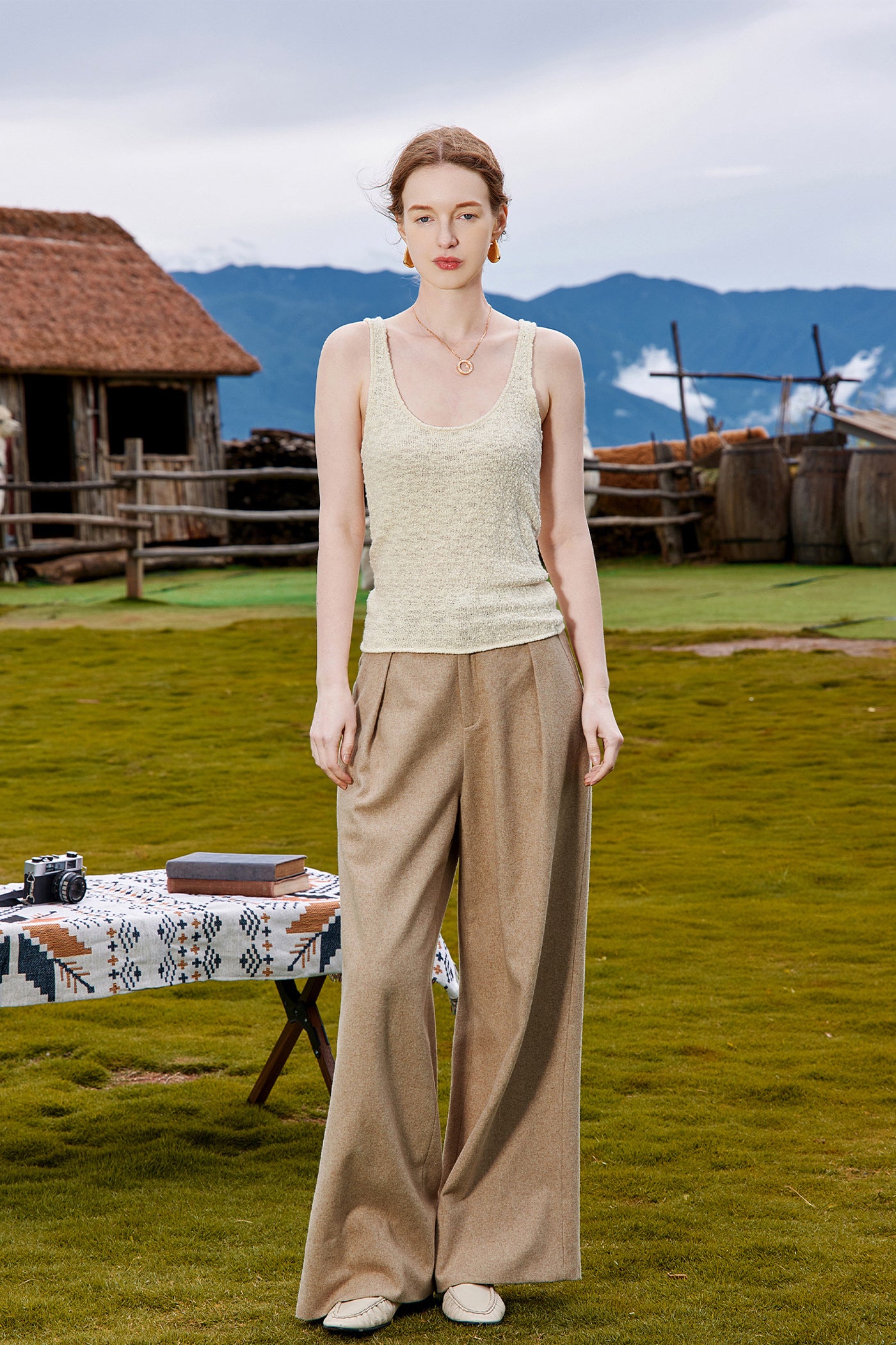KAMILAN Women's Wool Pants – 2025 Autumn New High-Waist Loose Straight-Leg Wide-Leg Trousers, Floor-Length Versatile Style