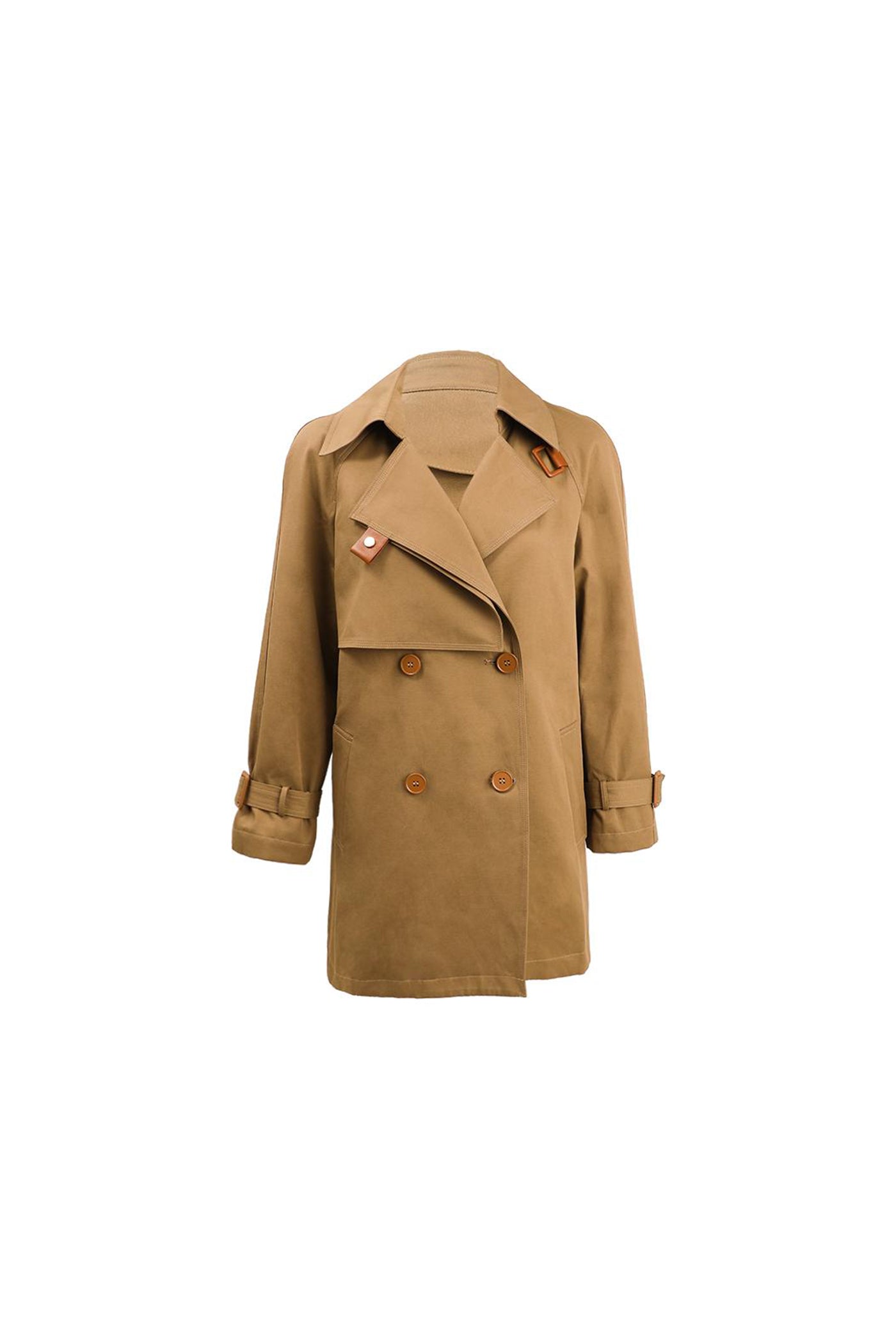 KAMILAN Women's Classic Double-Breasted Trench Coat – 2025 Autumn New Vintage British Style Khaki Casual Outerwear