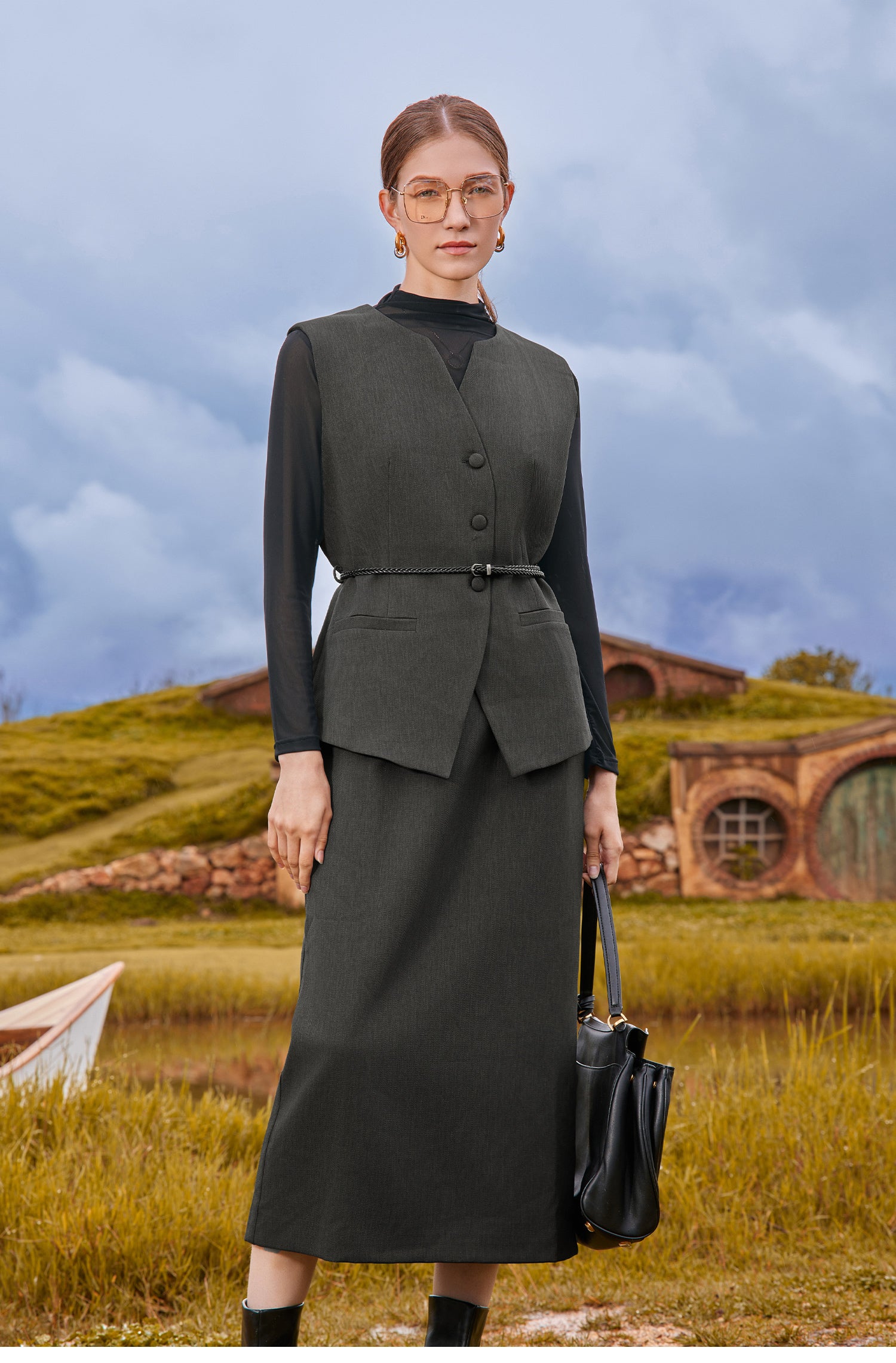 KAMILAN Shenxun Long-sleeved T-shirt with Collar for Women, 2025 Autumn New Style, Fashionable Mesh Underwear Design Top