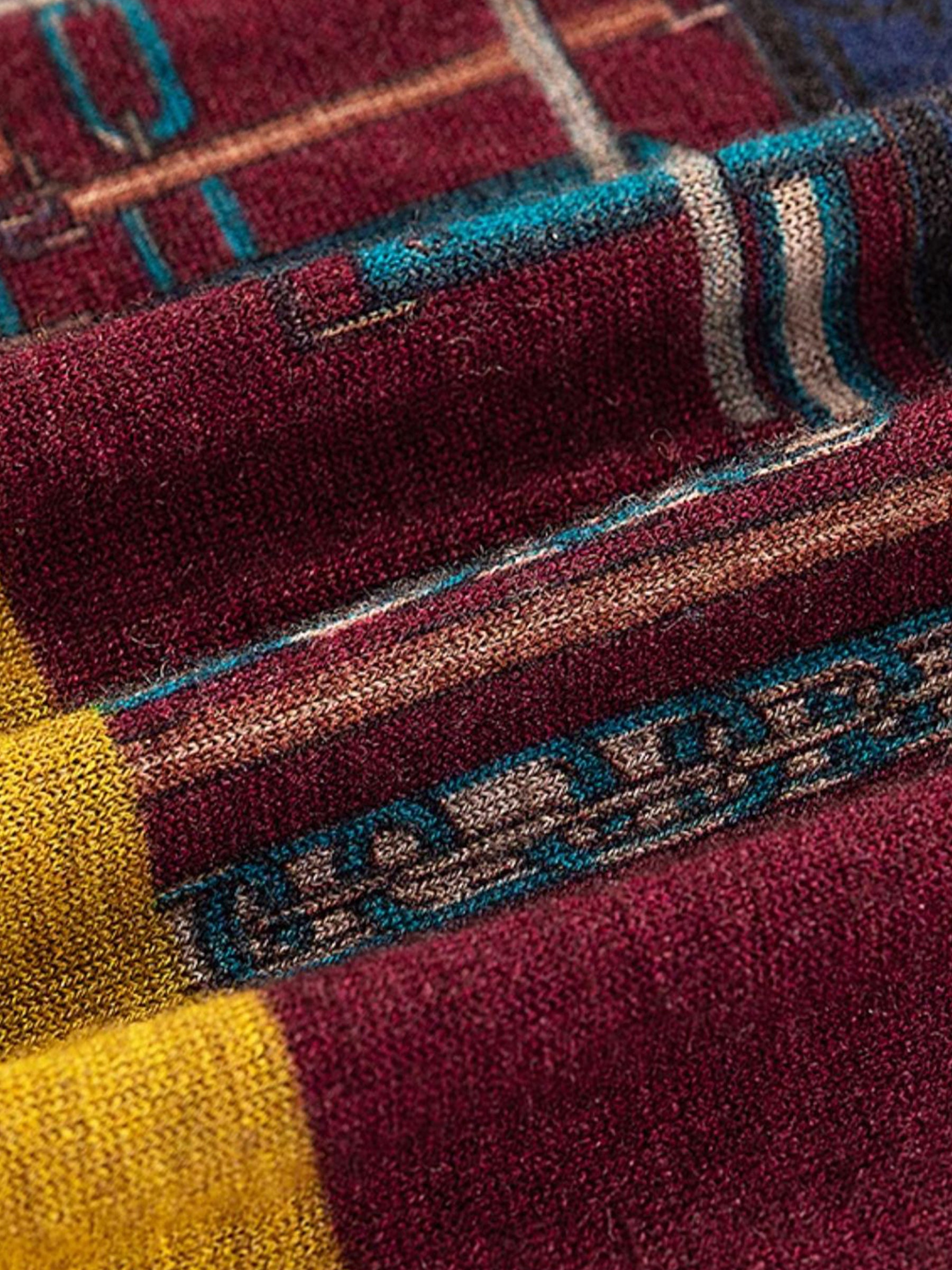 KAMILAN Women’s 2025 Fall 100% Merino Wool Printed Mock-Neck Knit Sweater Elegant Fine Long-Sleeve Pullover Top