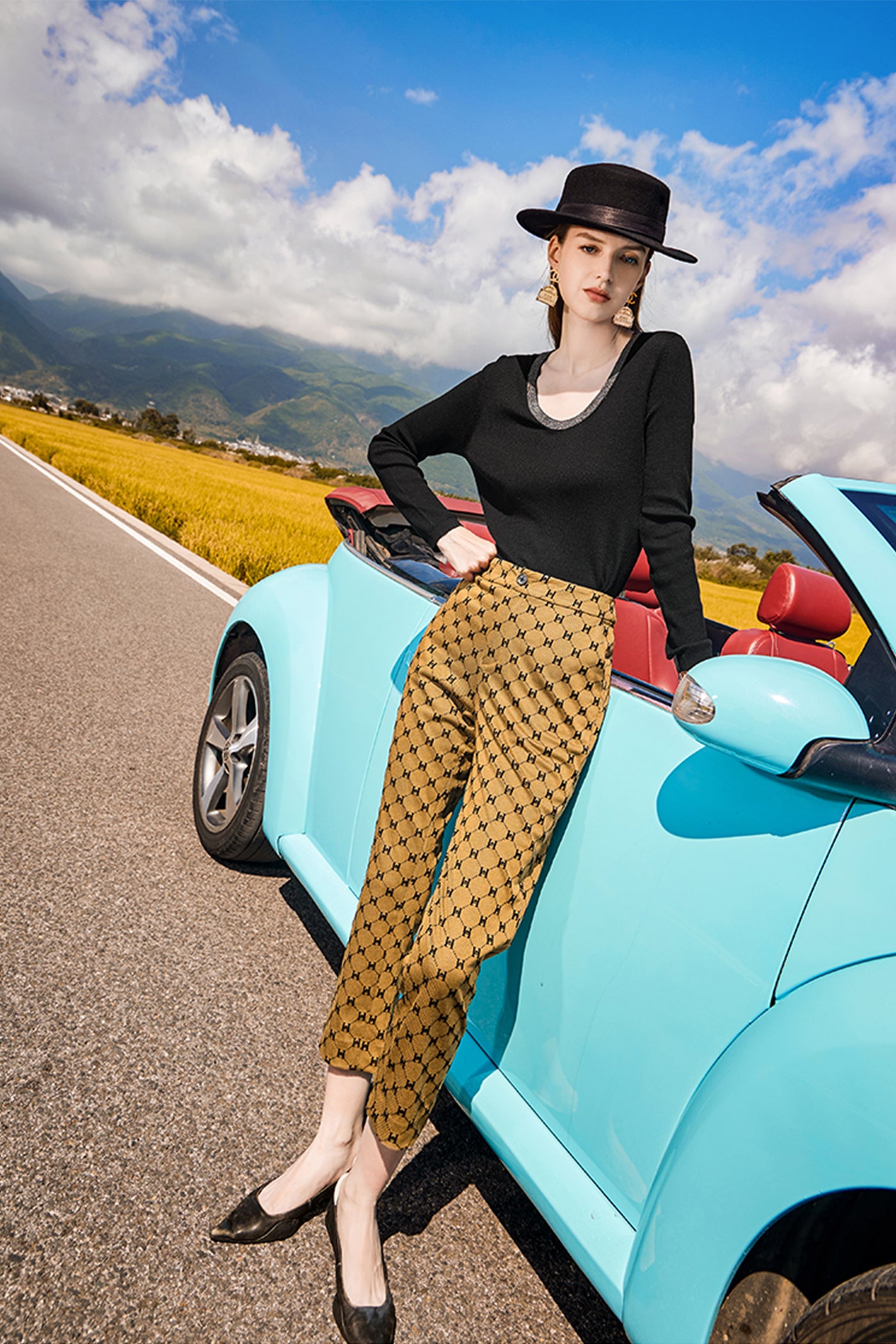 KAMILAN Women's Wool Knit Sweater – 2025 Autumn Winter Black Long-Sleeve Pullover Base Top