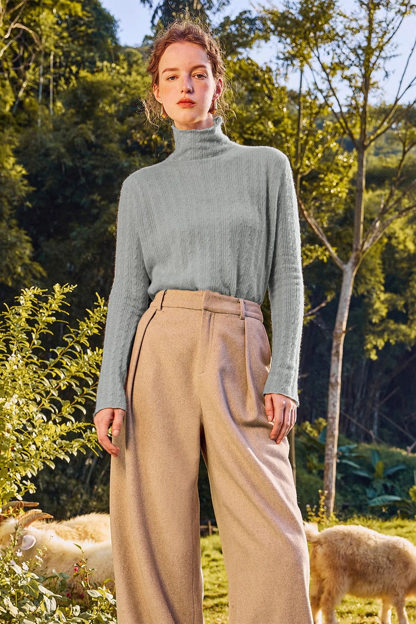 KAMILAN Women's Turtleneck Cashmere Sweater – 2025 Fall New Slim Fit Base Layer Top