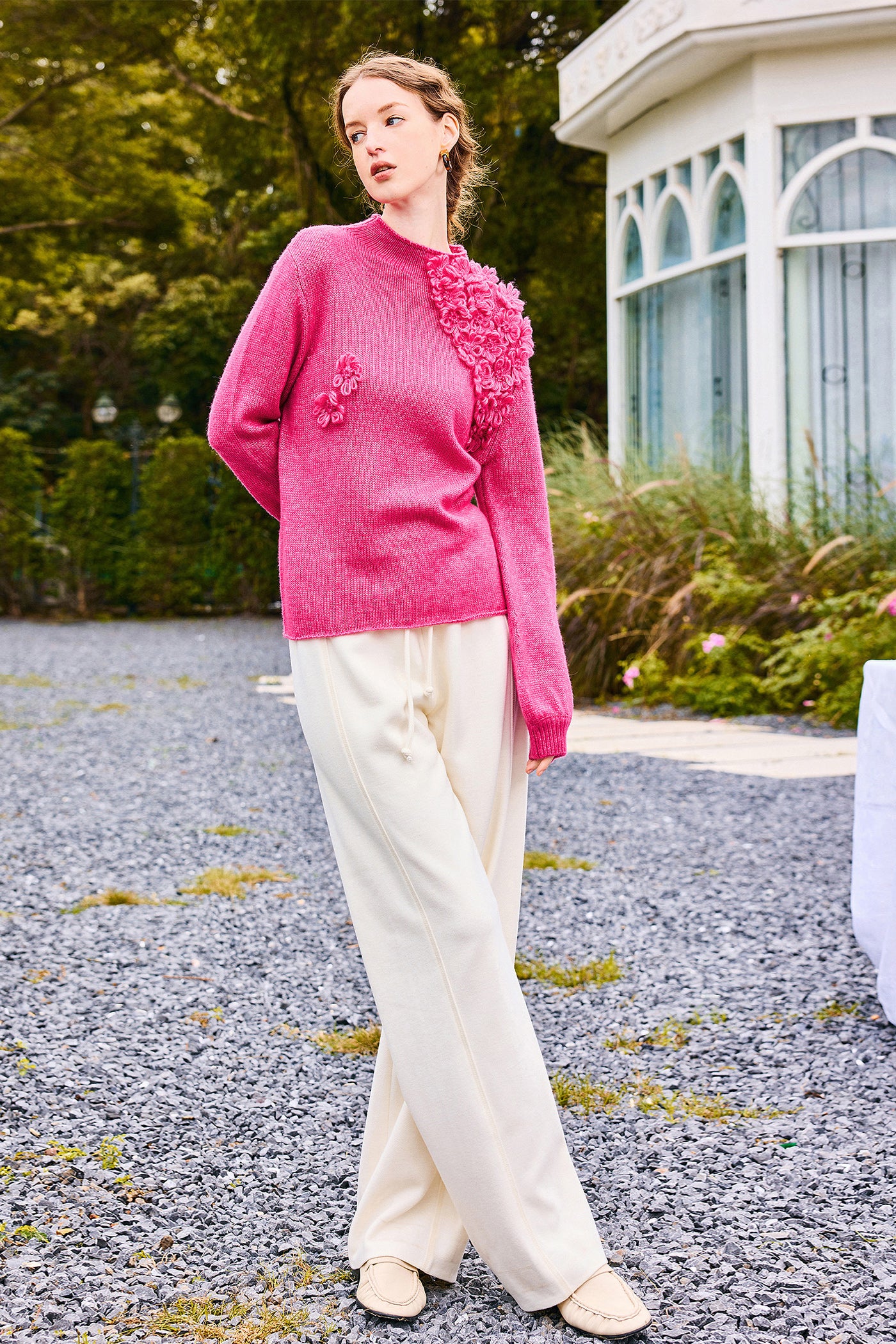 KAMILAN Women's Unique Wool Sweater – 2025 Autumn Winter Lantern-Sleeve Knit Base Top