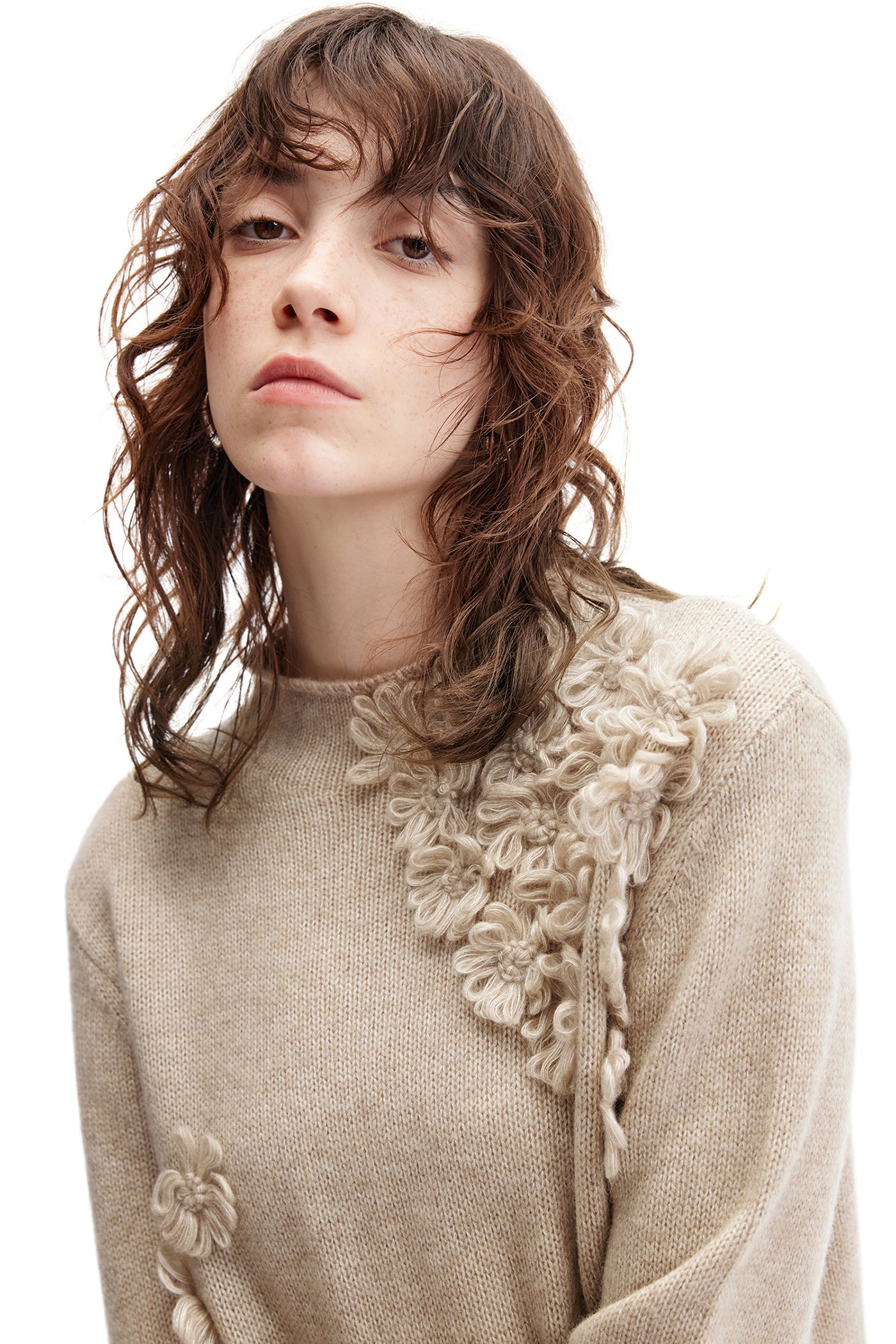 KAMILAN Women's Unique Wool Sweater – 2025 Autumn Winter Lantern-Sleeve Knit Base Top