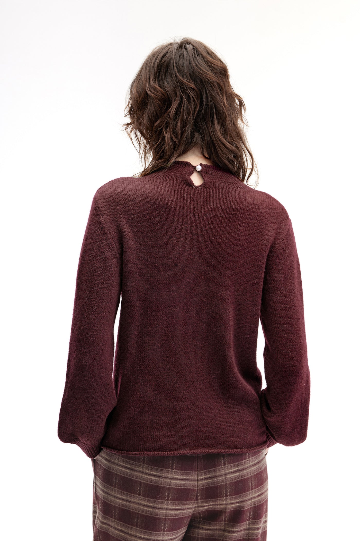 KAMILAN Women's Unique Wool Sweater – 2025 Autumn Winter Lantern-Sleeve Knit Base Top