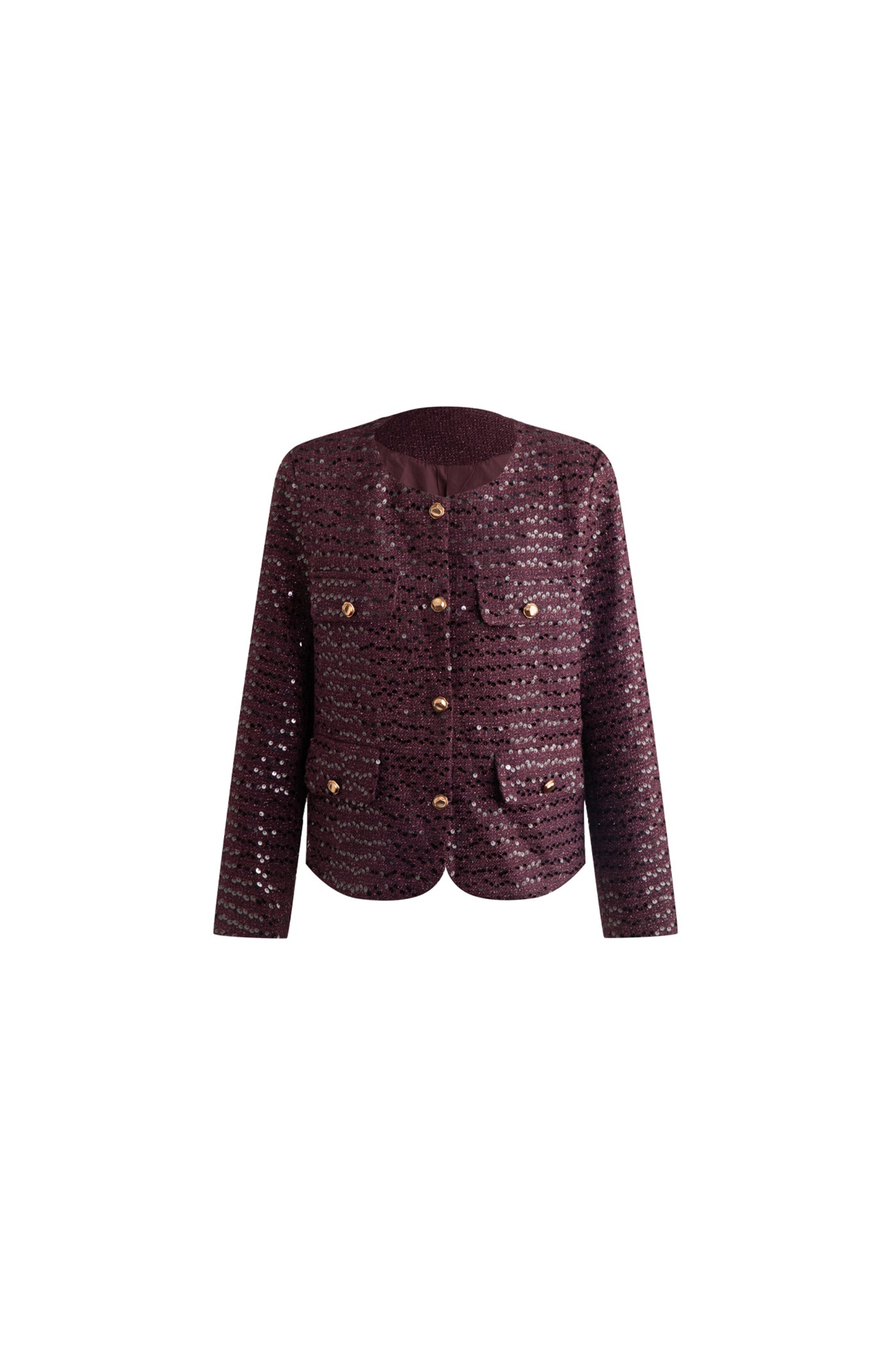 KAMILAN French Tweed-Inspired Short Jacket – 2025 Autumn New Loose Fit Sequin Detail Outerwear