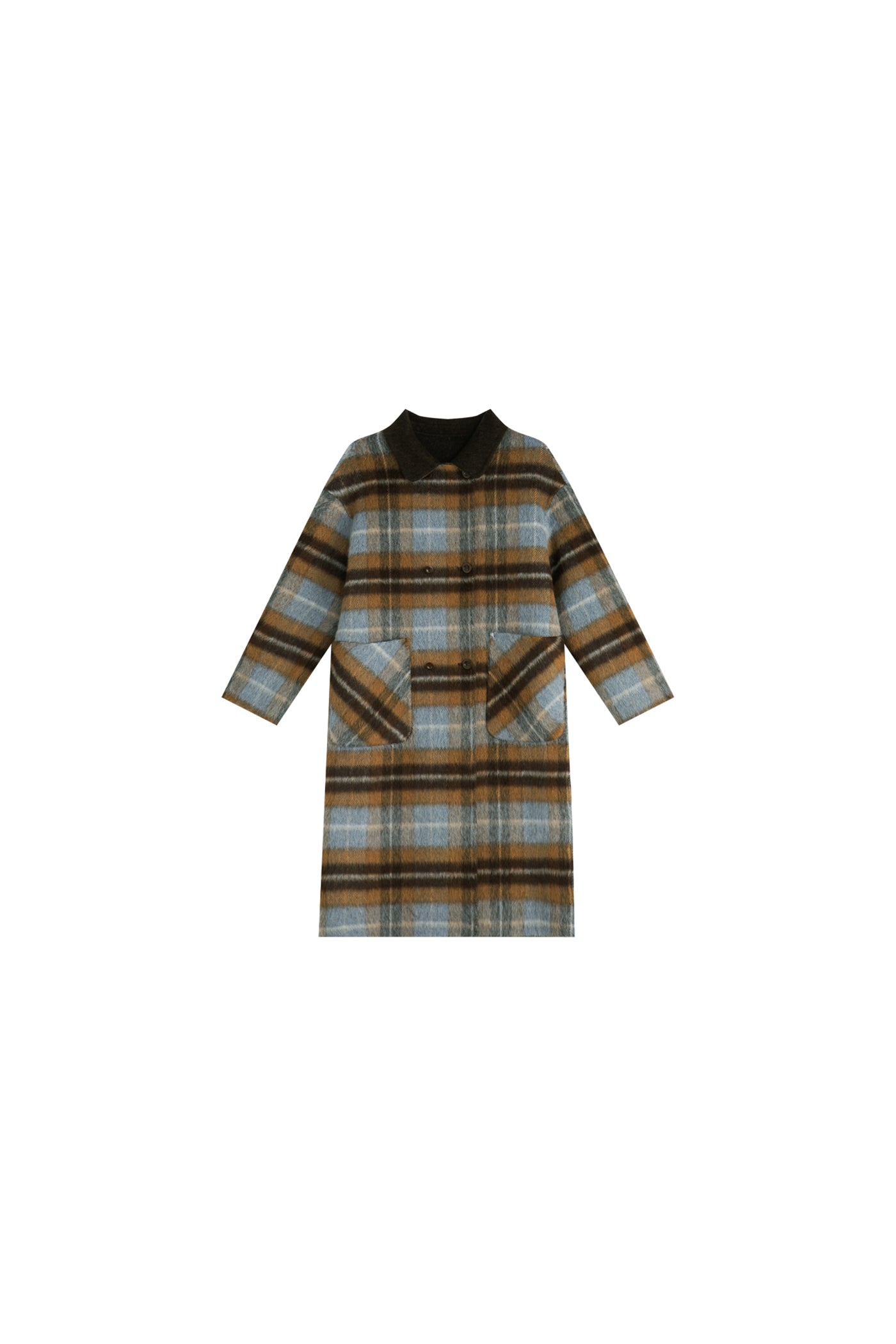 KAMILAN Houndstooth Wool Coat – 2025 Autumn New Mid-Length Double-Faced Wool Overcoat