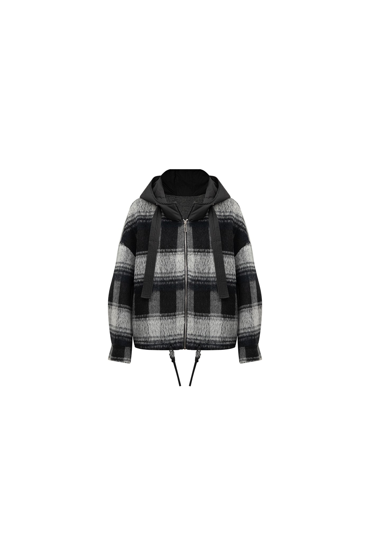 KAMILAN Short Wool Coat with Down Hood – 2025 Autumn New Double-Faced Wool Blend Jacket