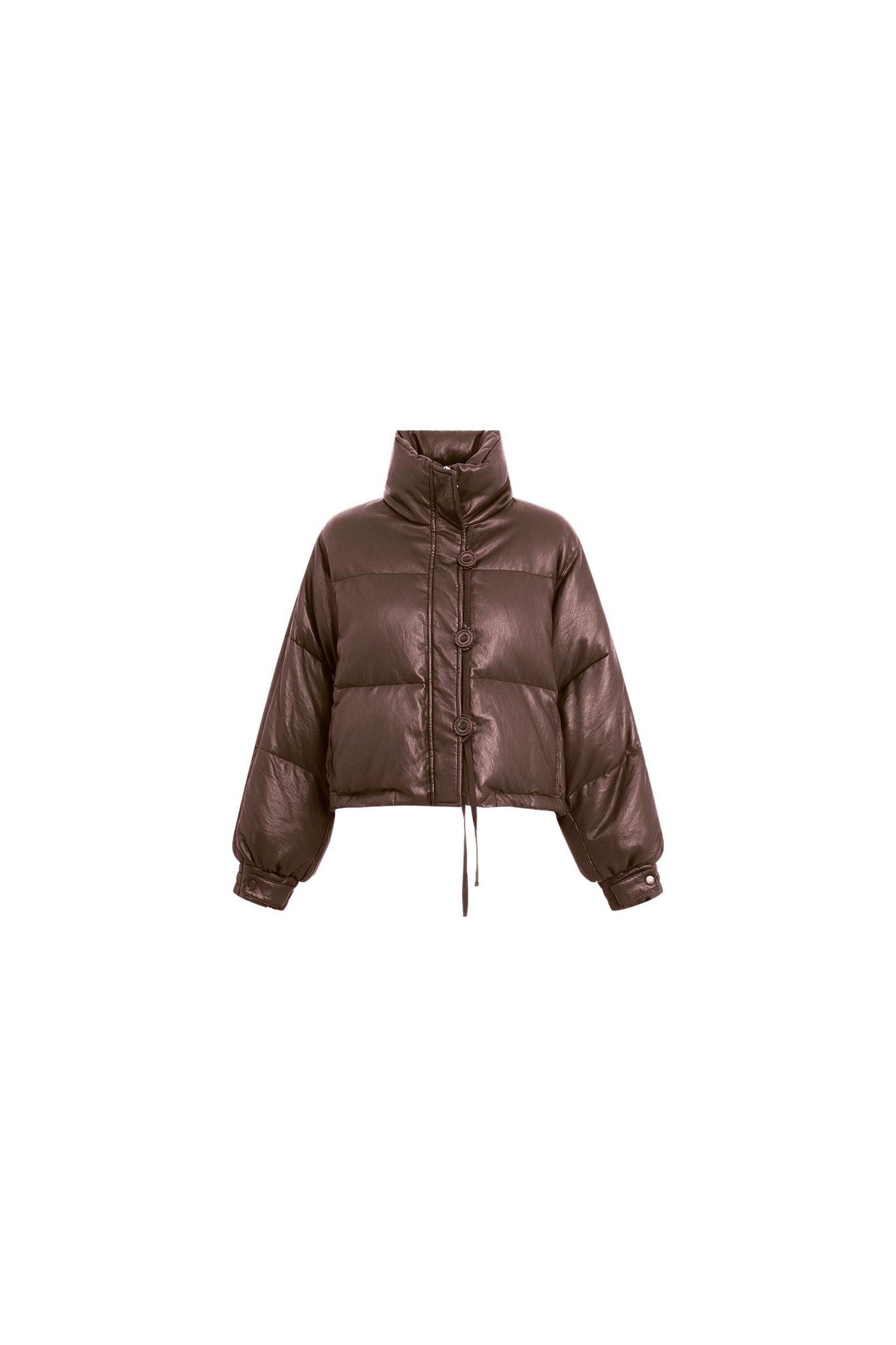 KAMILAN Women's Short PU Leather Down Jacket – 2025 Winter Collection, Stylish High Neck with White Duck Down Insulation