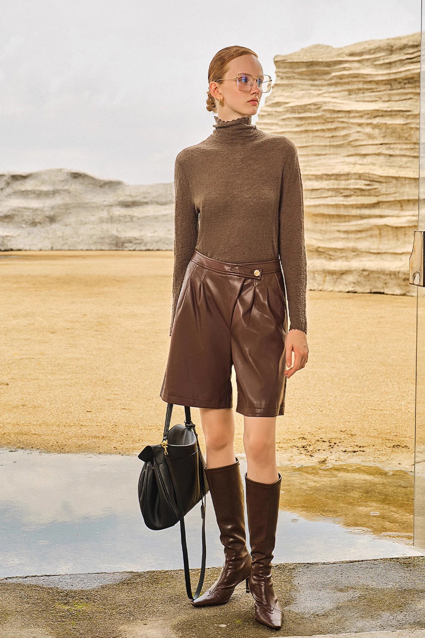 KAMILAN French Chic Short Wool Turtleneck Sweater for Women | 2025 Fall Stylish Slim Pullover
