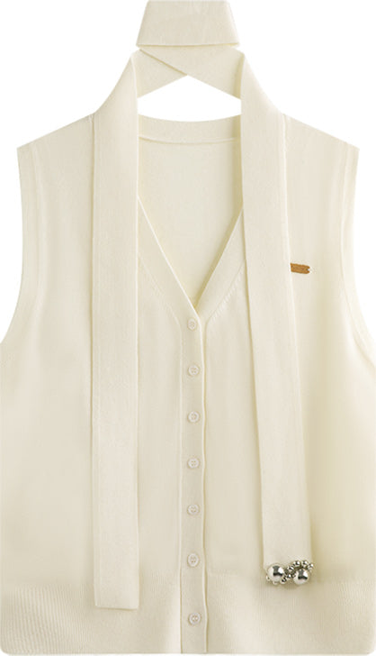KAMILAN French Design Sleeveless Knitted Top