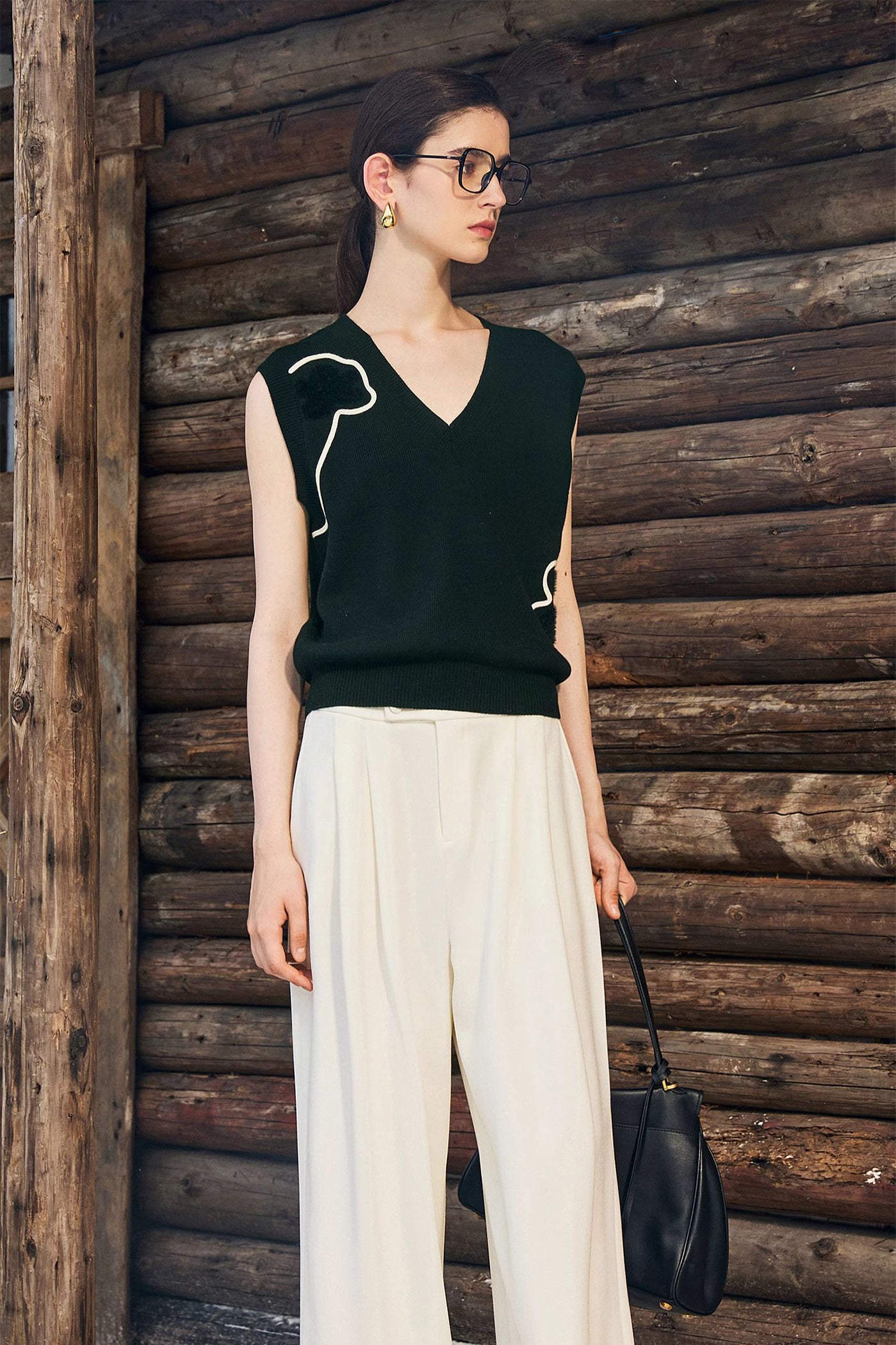 KAMILAN Women's Wool Knit Vest – 2025 Autumn Winter Simple Versatile Sweater Top