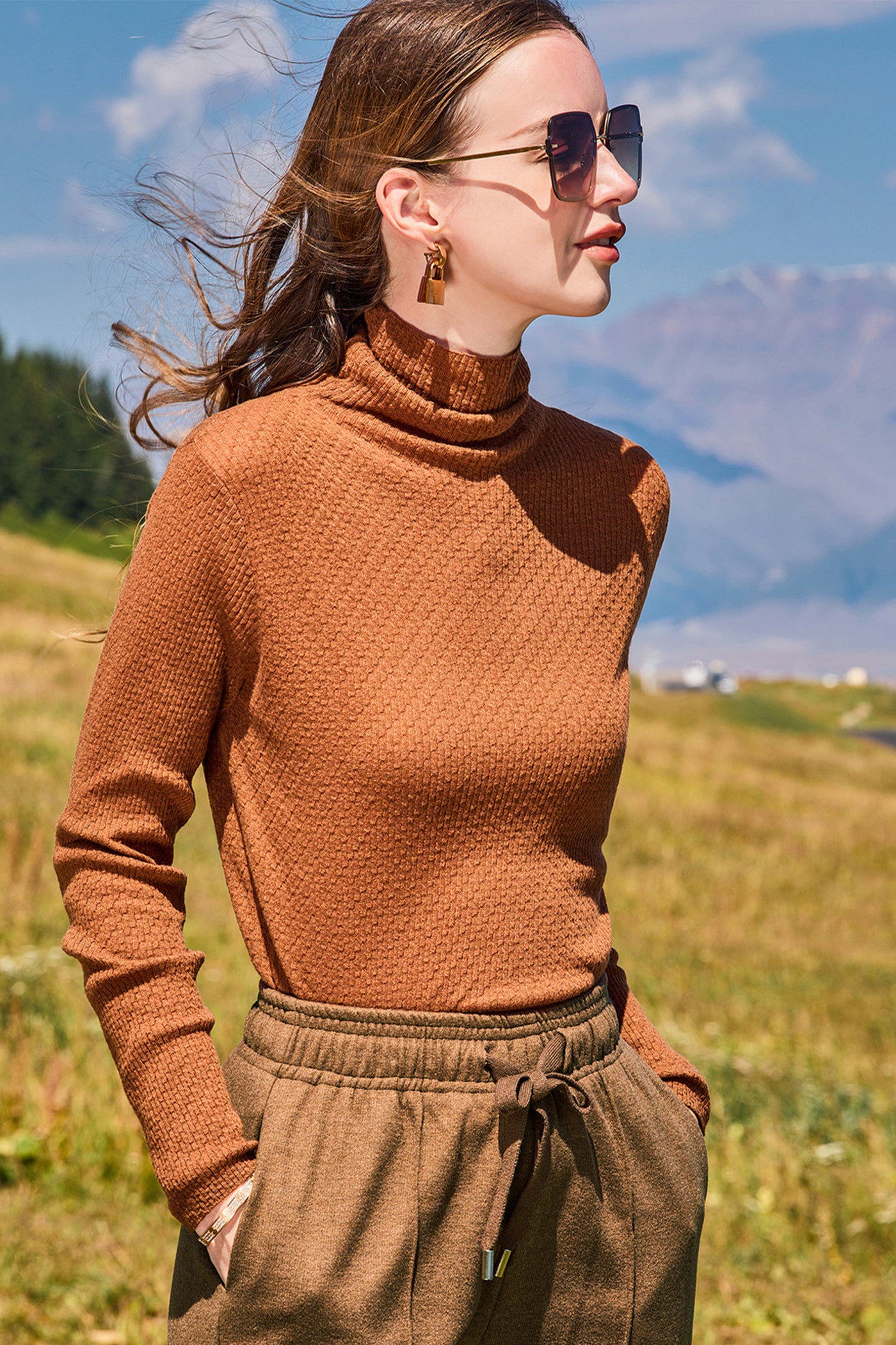 KAMILAN Women's Turtleneck Wool Sweater – 2025 Autumn/Winter New Fashion Versatile Long-Sleeve Knit Base Layer Top