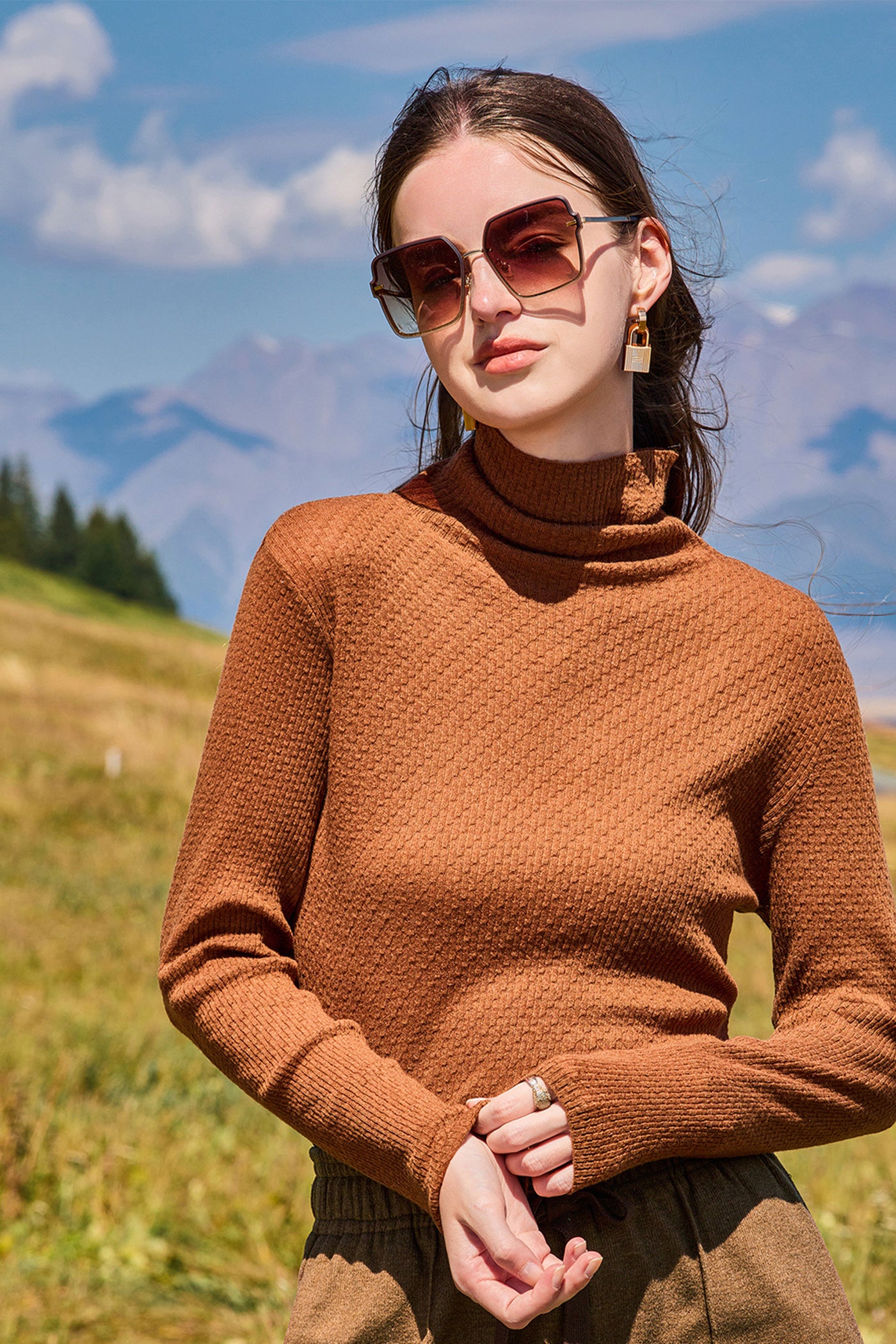 KAMILAN Women's Turtleneck Wool Sweater – 2025 Autumn/Winter New Fashion Versatile Long-Sleeve Knit Base Layer Top