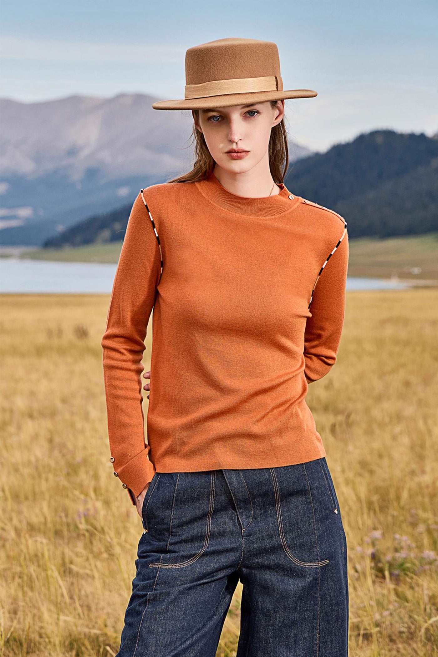 KAMILAN French-Style Wool Sweater for Women – 2025 Fall Knitted Long Sleeve Base Layer Top