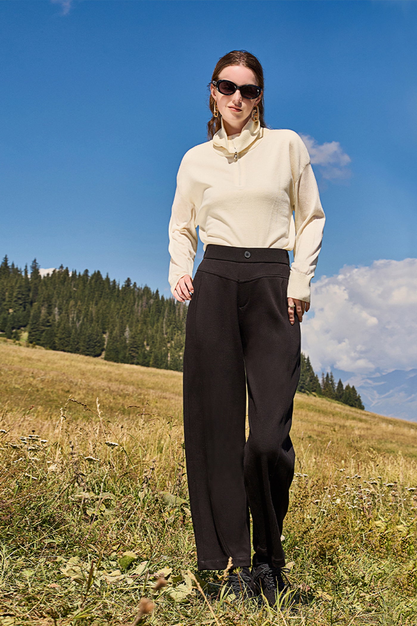 KAMILAN Women's Turtleneck Wool Sweater – 2025 Autumn Winter Elegant Long-Sleeve Knit Base Top