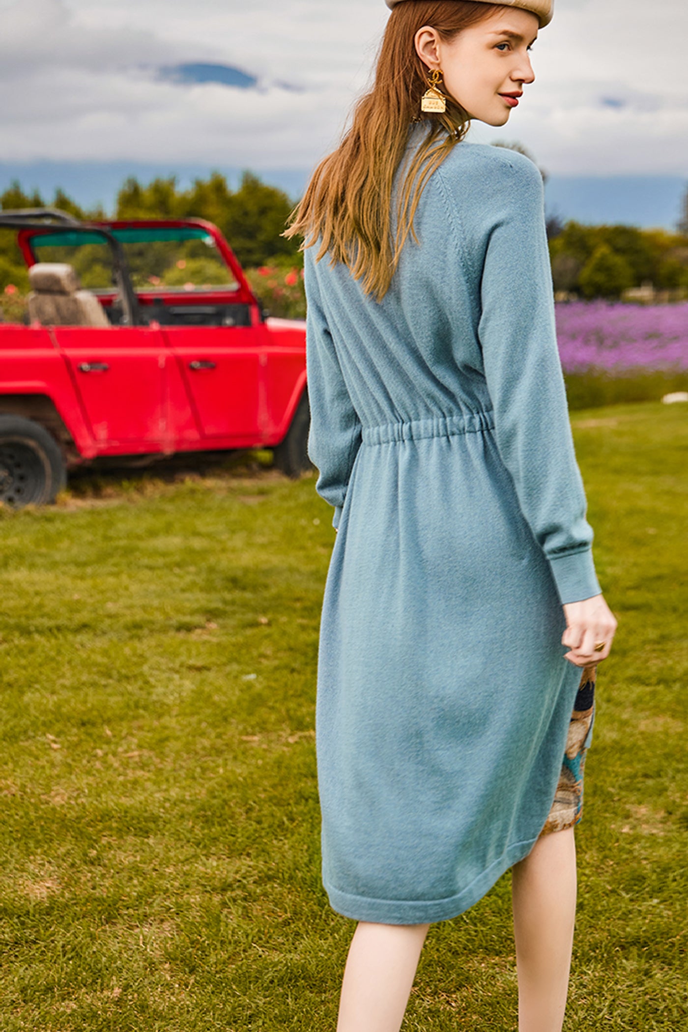 KAMILAN Retro Wool Knit Sweater Dress – 2025 Autumn Winter New Mid-Length Elegant Base Layer Dress