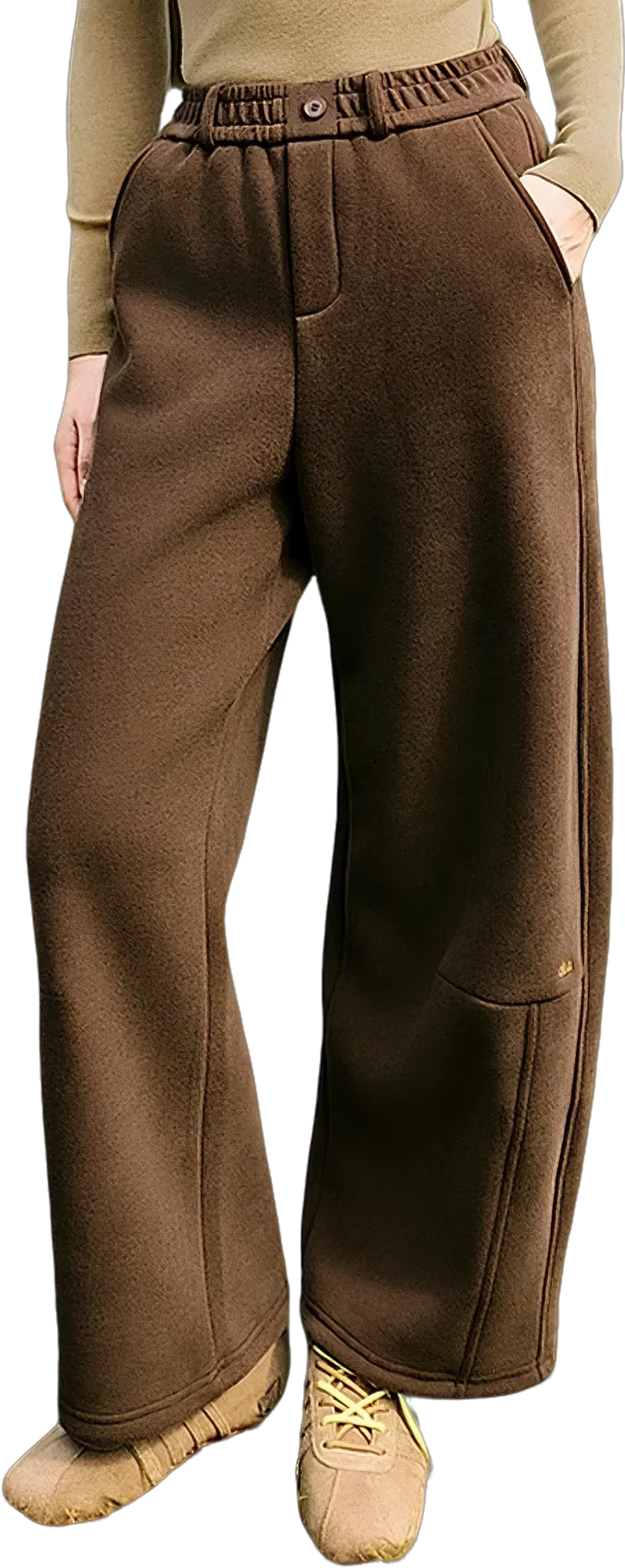 KAMILAN Loose Straight-Leg Wide-Leg Pants for Women 2025 Fall/Winter New High-Waist Sweatpants Brown Retro Casual Pants