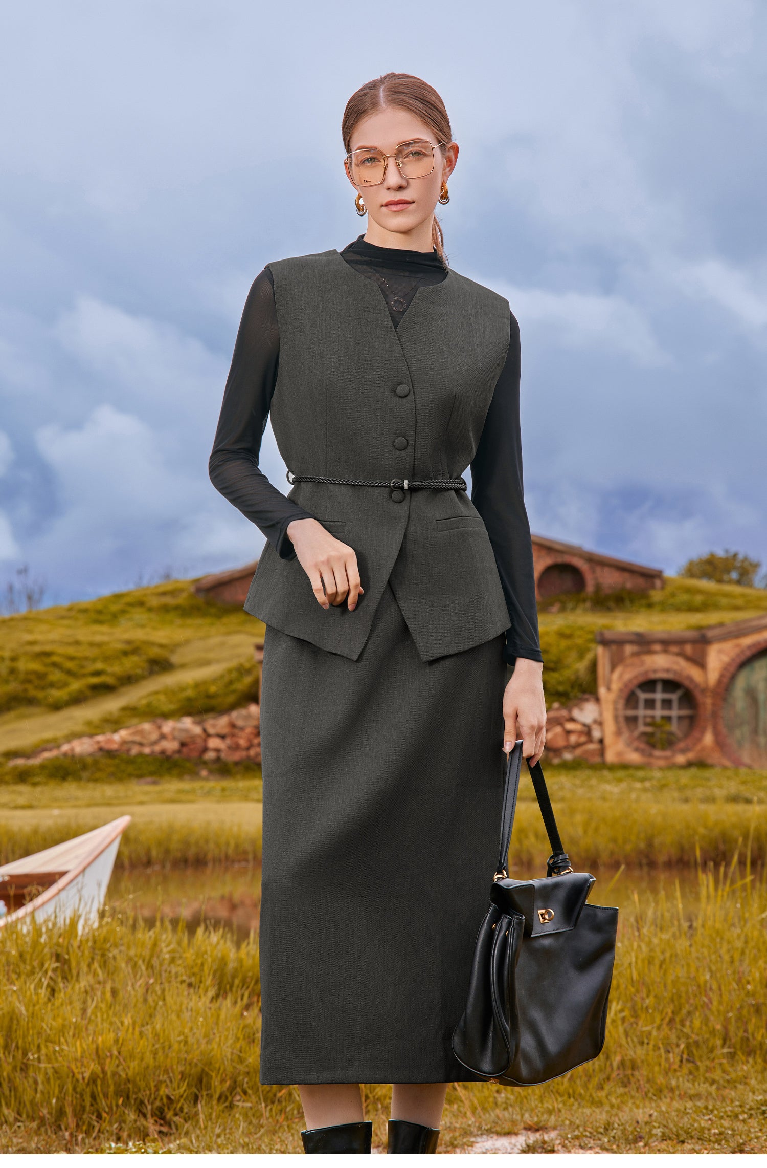 KAMILAN Shenxun Long-sleeved T-shirt with Collar for Women, 2025 Autumn New Style, Fashionable Mesh Underwear Design Top