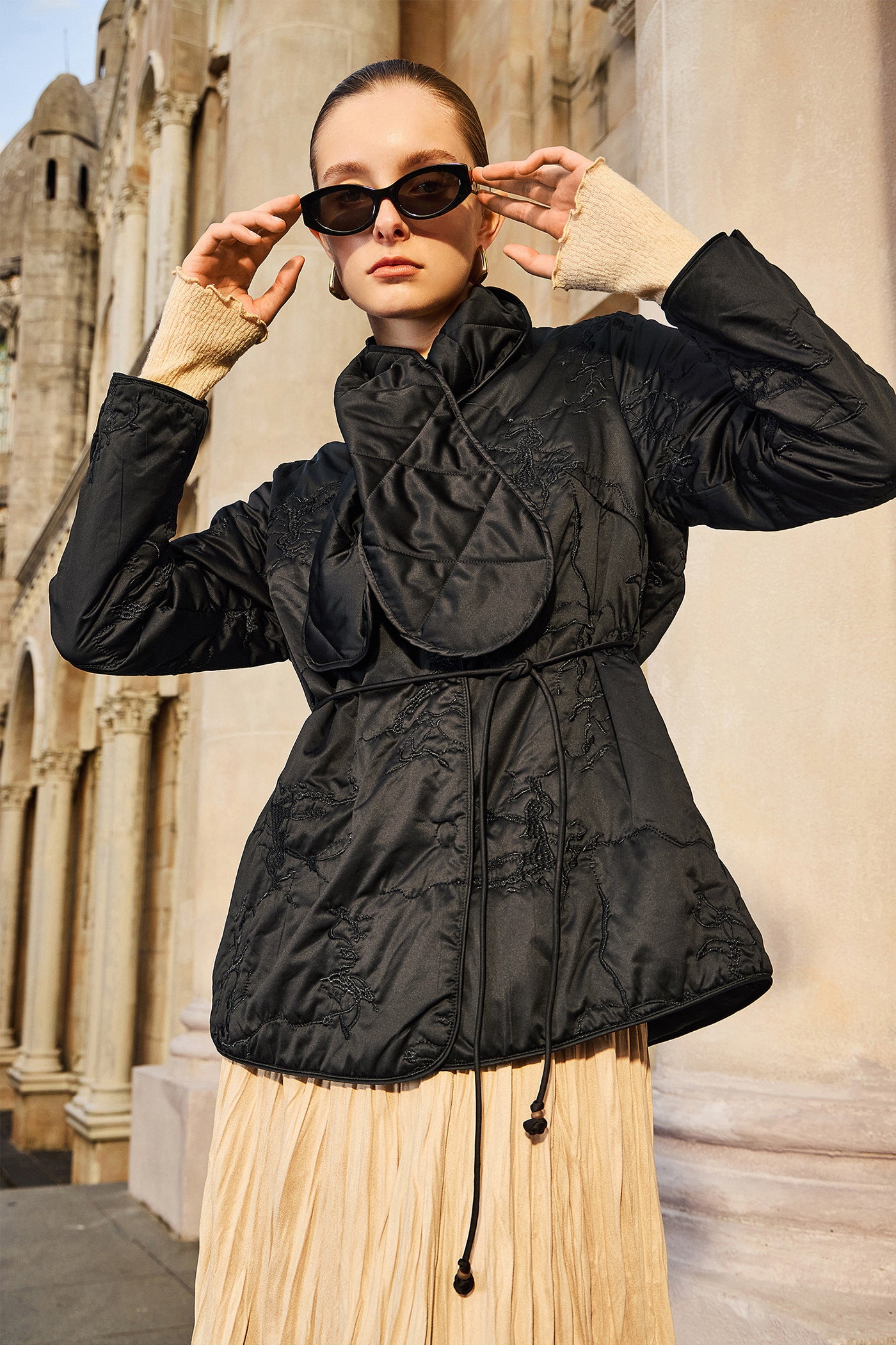 KAMILAN Women's Maillard Cotton Coat – 2025 Winter Scarf-Collar Padded Jacket